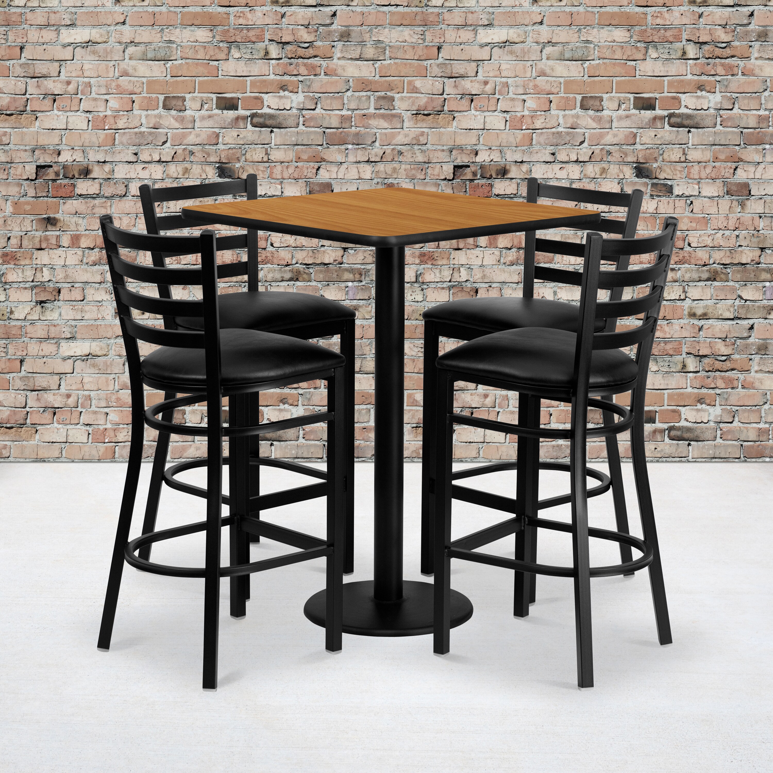 Flash Furniture Natural Top/Black Vinyl Seat Traditional Dining Room ...