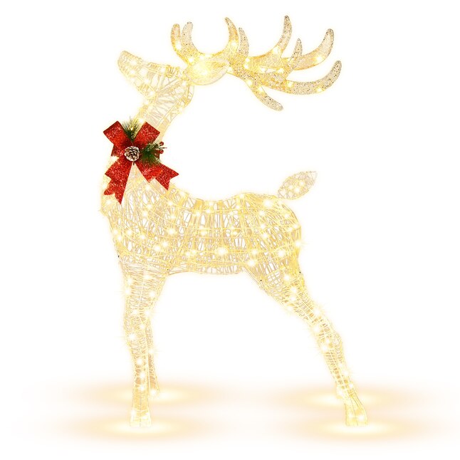WELLFOR 53-in Lighted Reindeer Electrical Outlet Christmas Decor in the ...