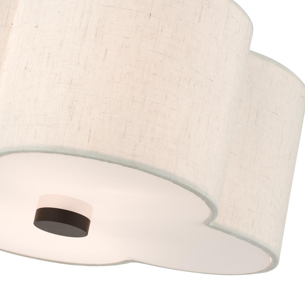 English Bronze Quatrefoil Semi-Flush Mount Ceiling Light