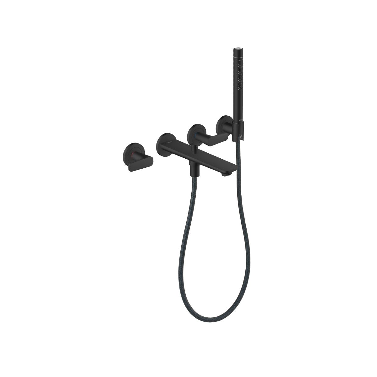 Axor  Citterio C 3-Hole Wall-Mounted Tub Filler with 1.75 GPM Handshower and Holder in Matte Black