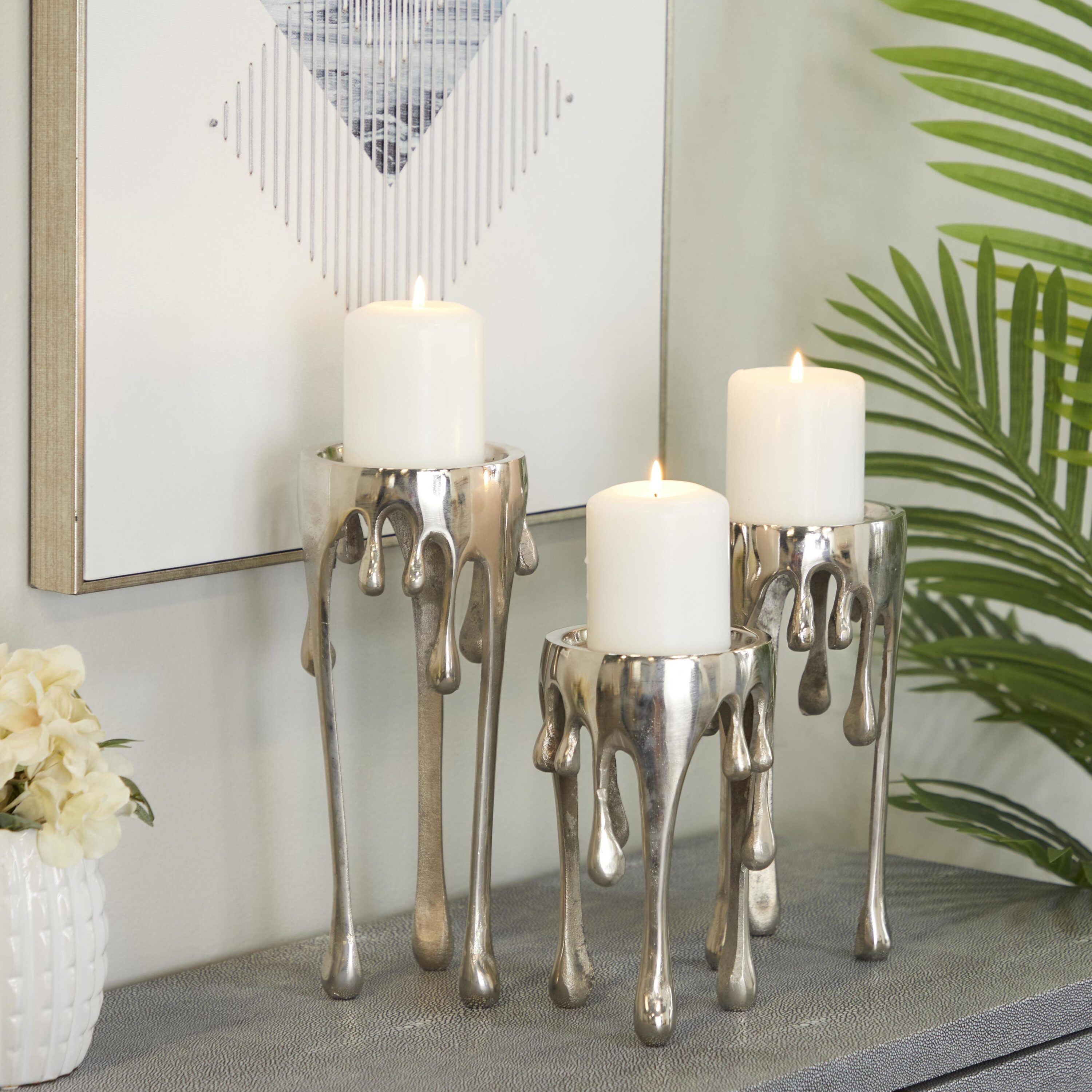 Grayson Lane 89929 3 Candle Aluminum Pillar Candle Holder