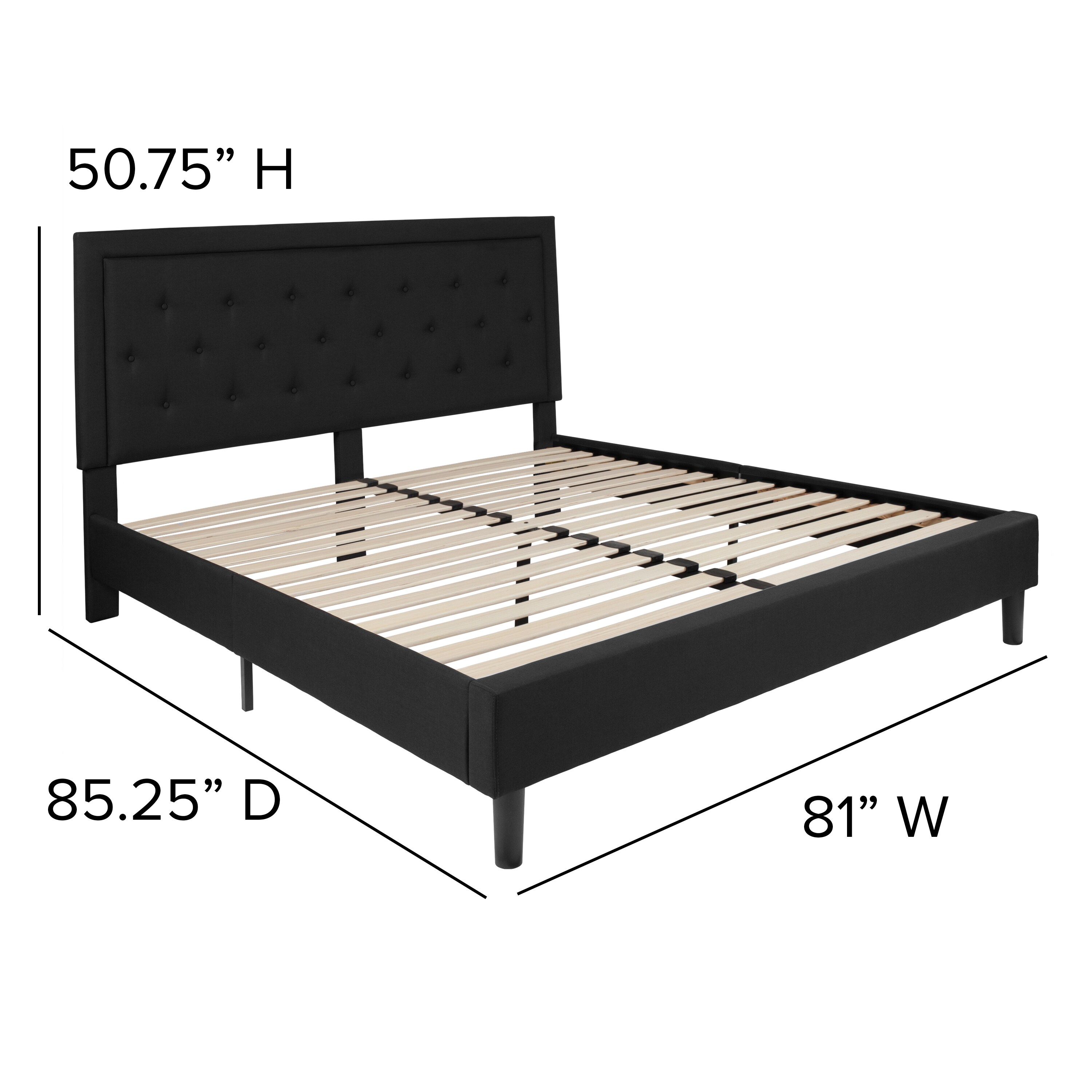 Flash Furniture Roxbury Black King Upholstered Platform Bed in the Beds ...