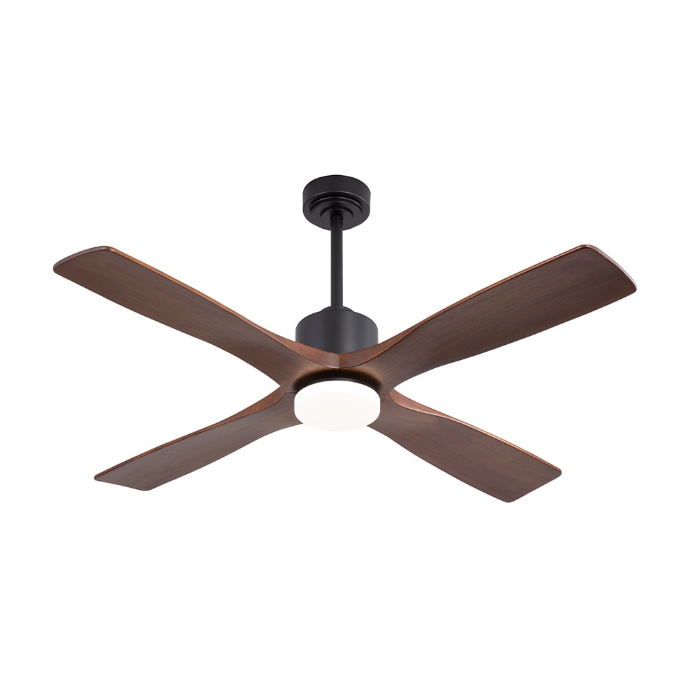 MLIAN WBCF-BS193-BR 54-in Integrated LED Brown with Brown Blades Ceiling Fan With Light - Remote Included ( 4 -Blade )