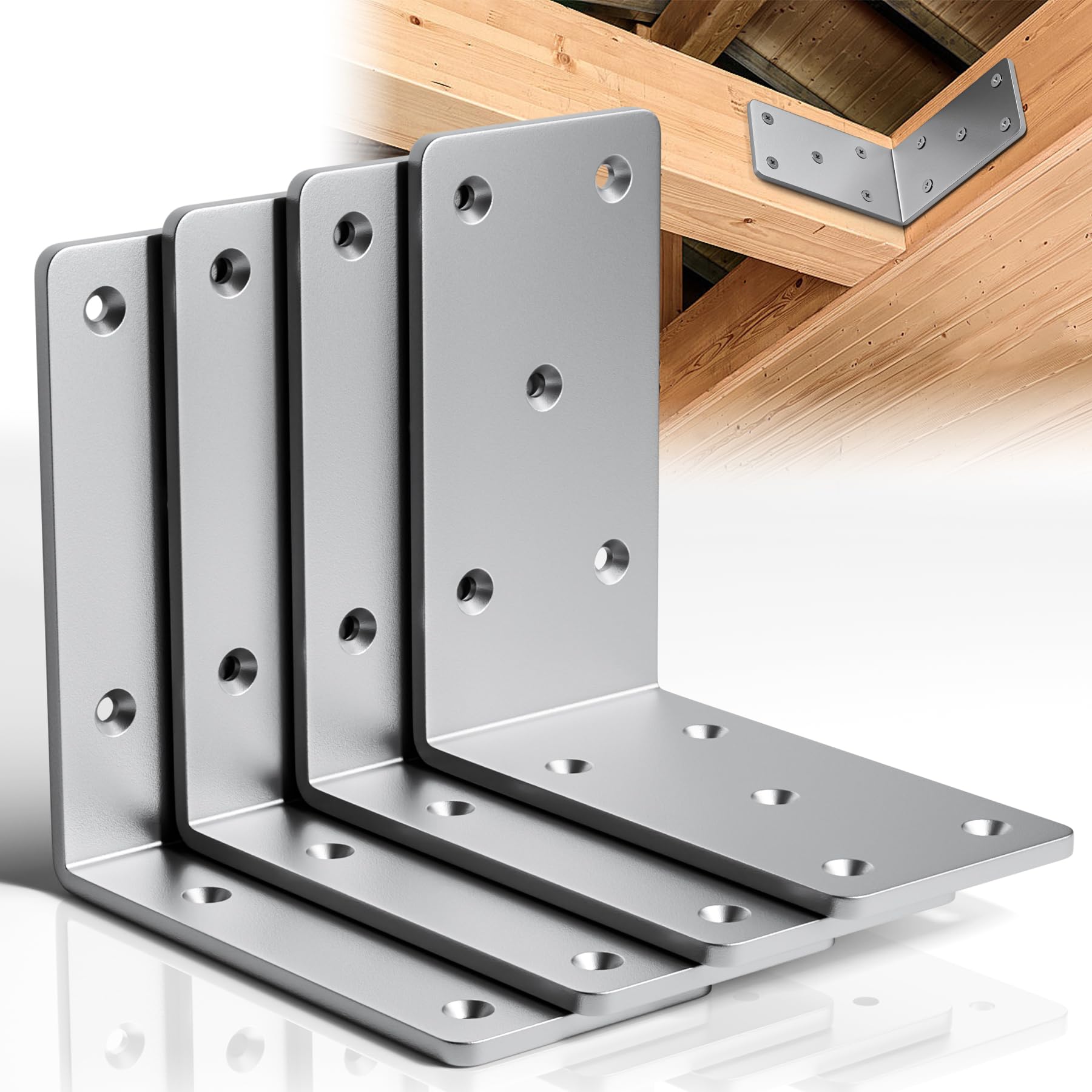 Oyezvary  5 x 5 Inch Heavy Duty Shelf Brackets 4 pcs Galvanized Steel L Shape Corner Brace for Wood Furniture Bed Frames Shelving and Timber