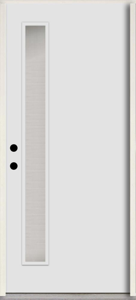 RELIABILT LO1065447 Spotlights 32-in x 80-in x 4-5/8-in Fiberglass 1/4 lite Right-hand inswing Arctic White Paint Painted Prehung Front Door Insulating core