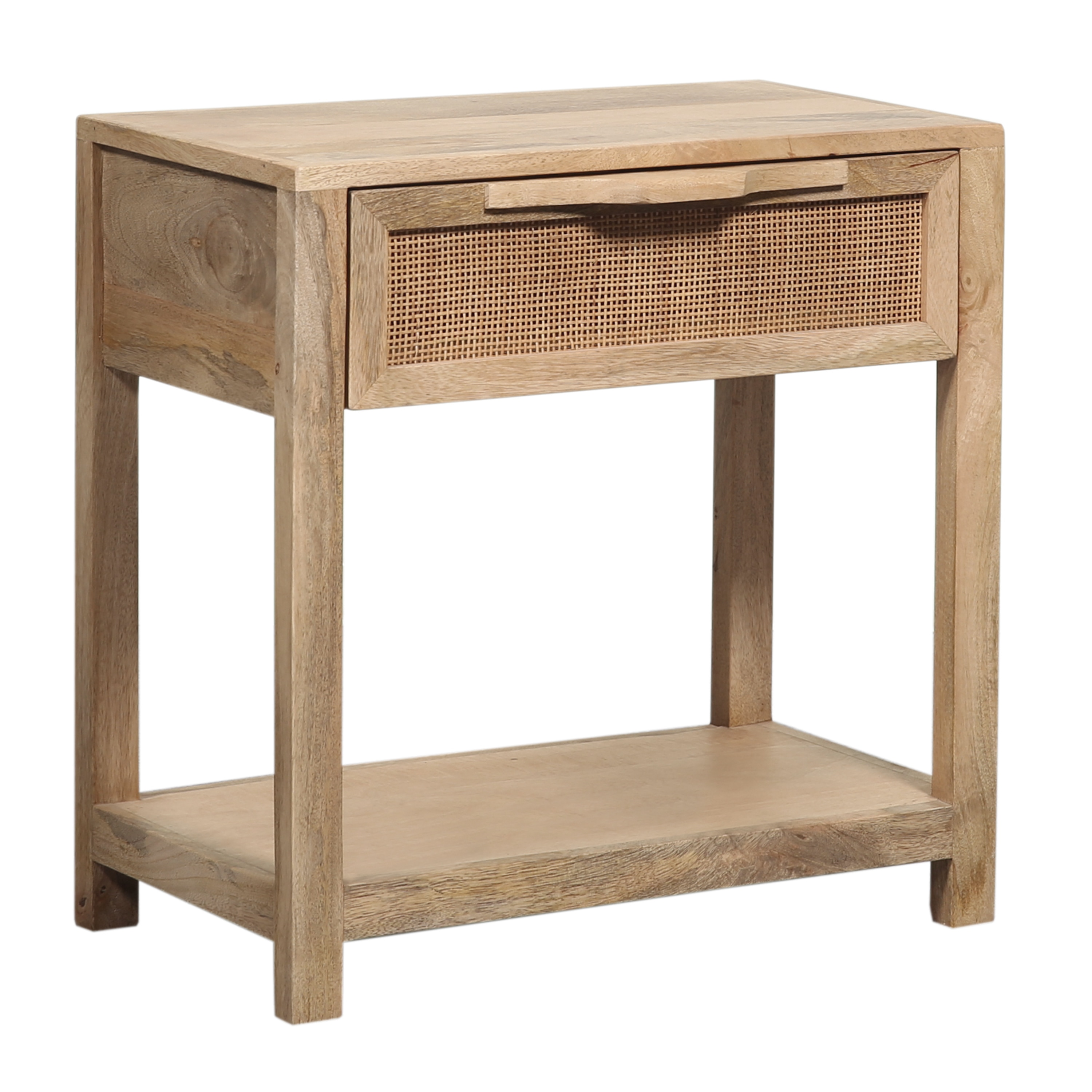 Benzara BM285123 22-in W x 22-in H Brown Wood Rectangular Modern End Table with Storage