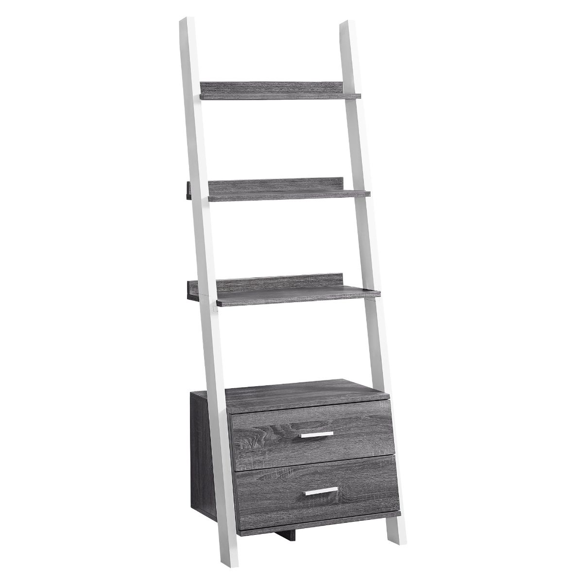 HomeRoots 332944 Jasmine Grey Recycled Paperboard 4-Shelf Ladder Bookcase (15.5-in W x 69-in H x 25.5-in D)