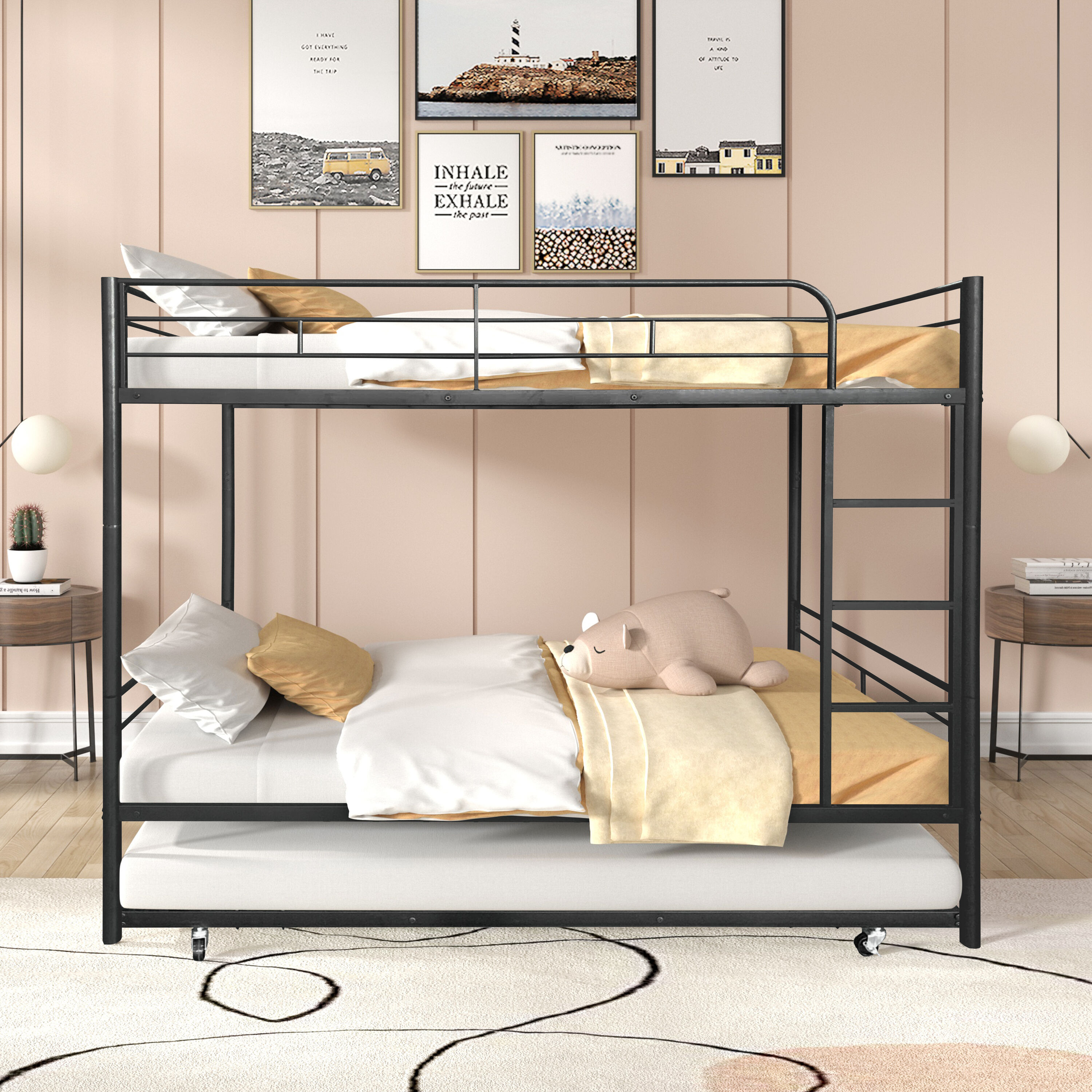 LOVMOR SF-Y-W427P292989 Separatable Bunk Bed with Trundle