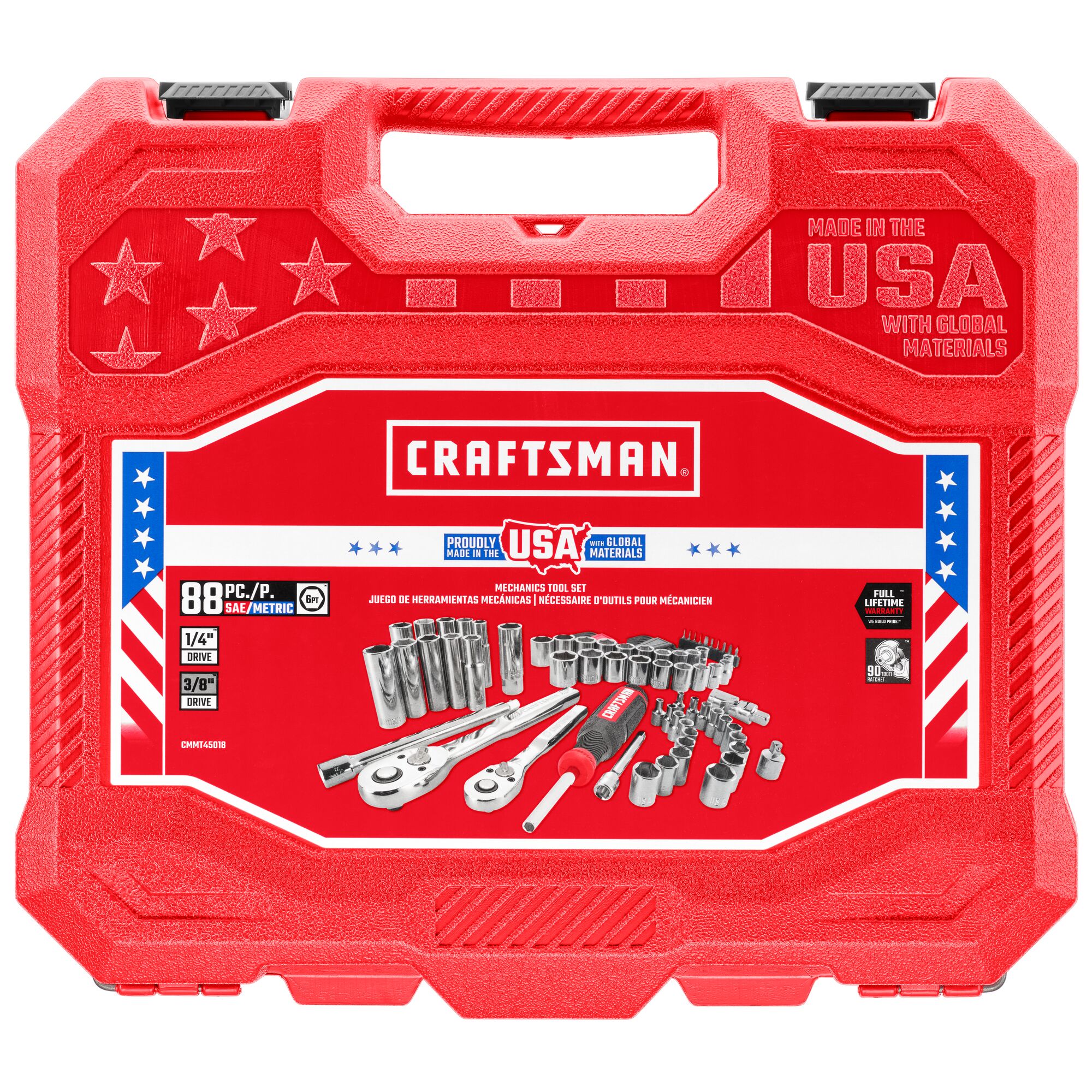 CRAFTSMAN 88-Piece Standard (SAE) and Tool Sets Tool department Polished Set with Mechanics Mechanics at Chrome Hard Metric in the Case