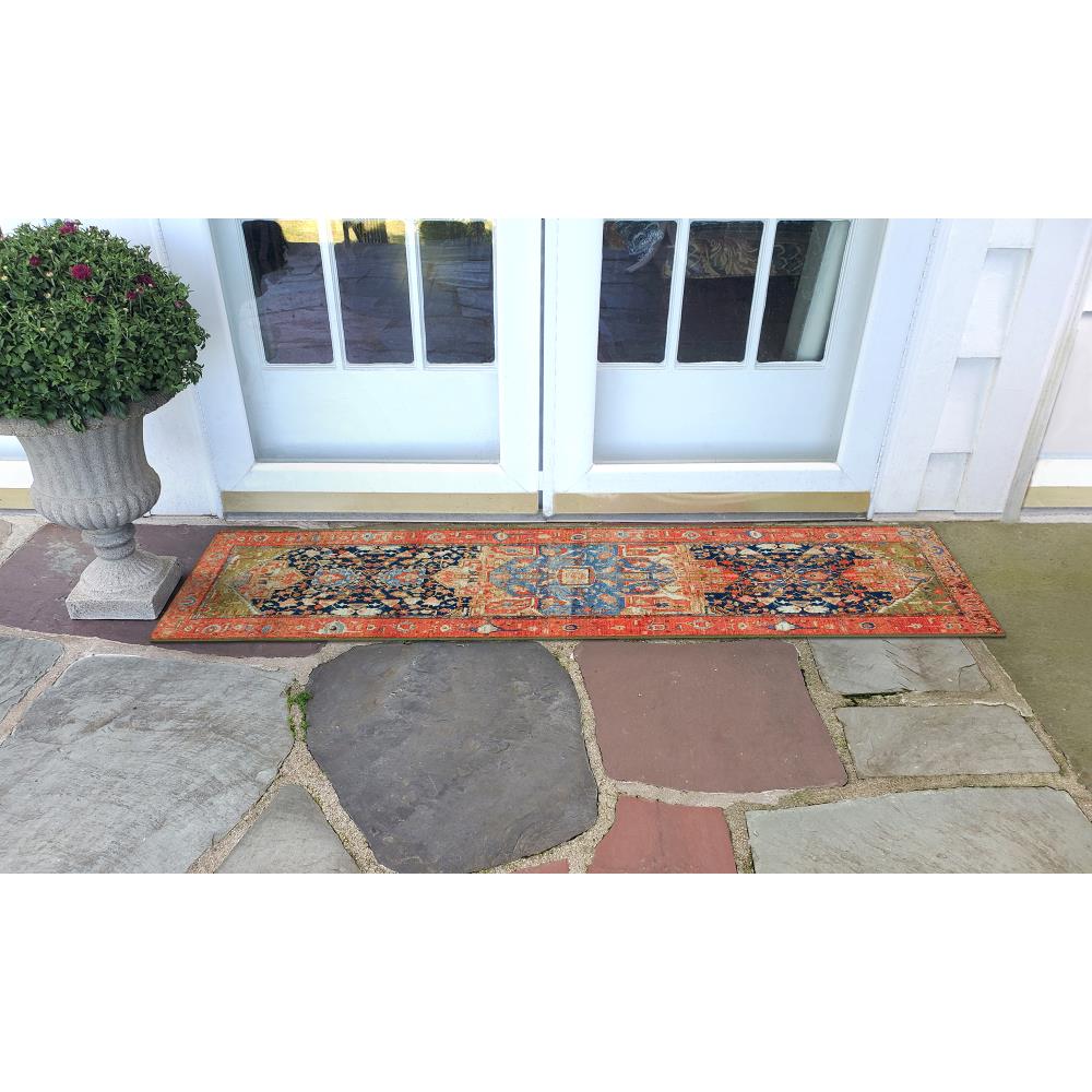 Liora Manne Red and Blue Synthetic Flat Woven Area Rug