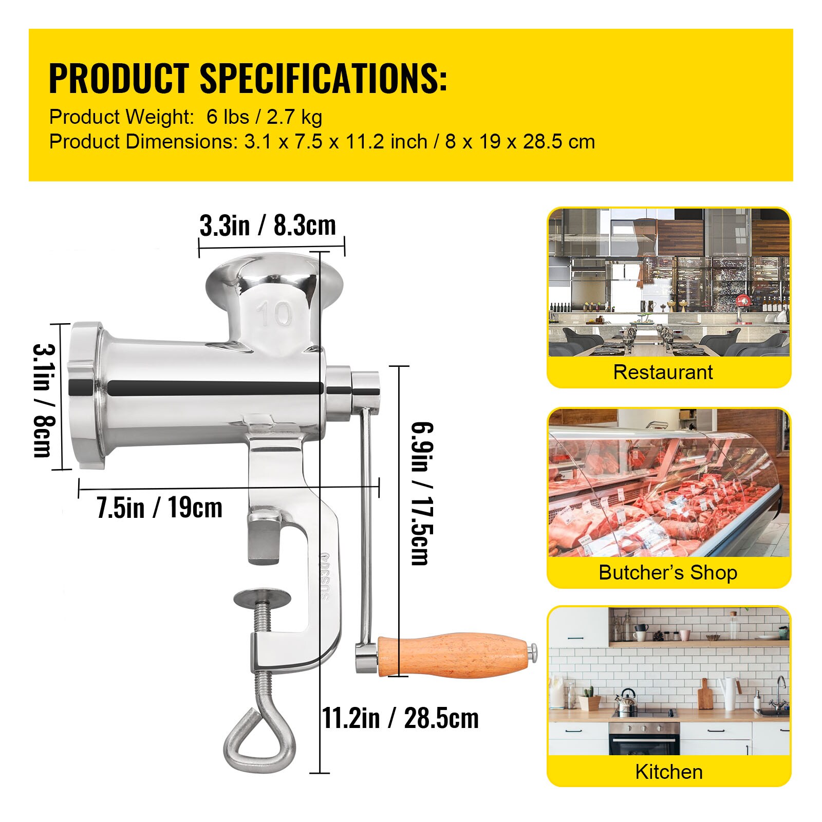 VEVOR SCSYZJSJRJB801389V0 Meat-Grinders - View #7