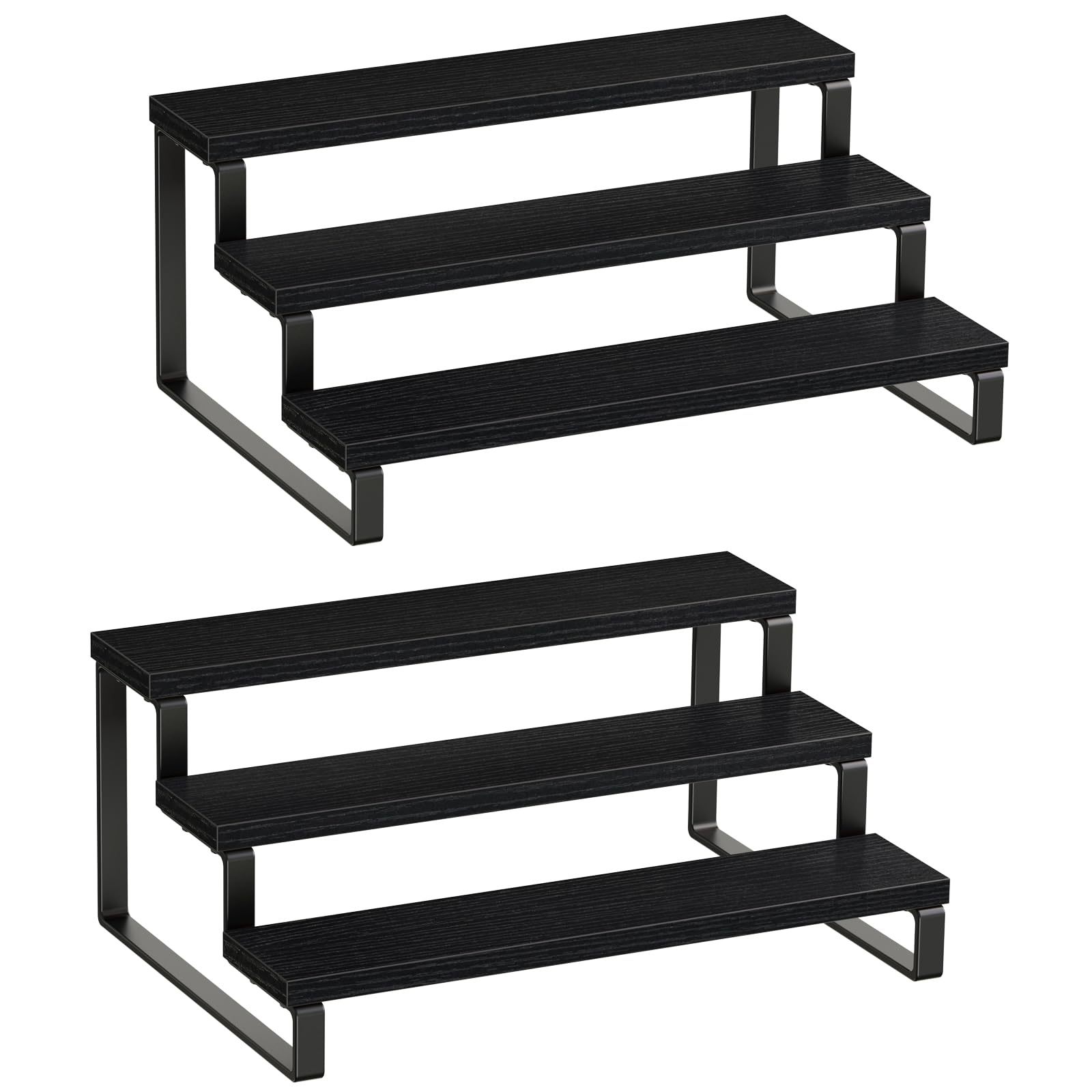 Yichuhaoxi -  3 Tier Spice Rack Set of 2 Wooden Kitchen Countertop Organizer Shelf Cabinet Storag...