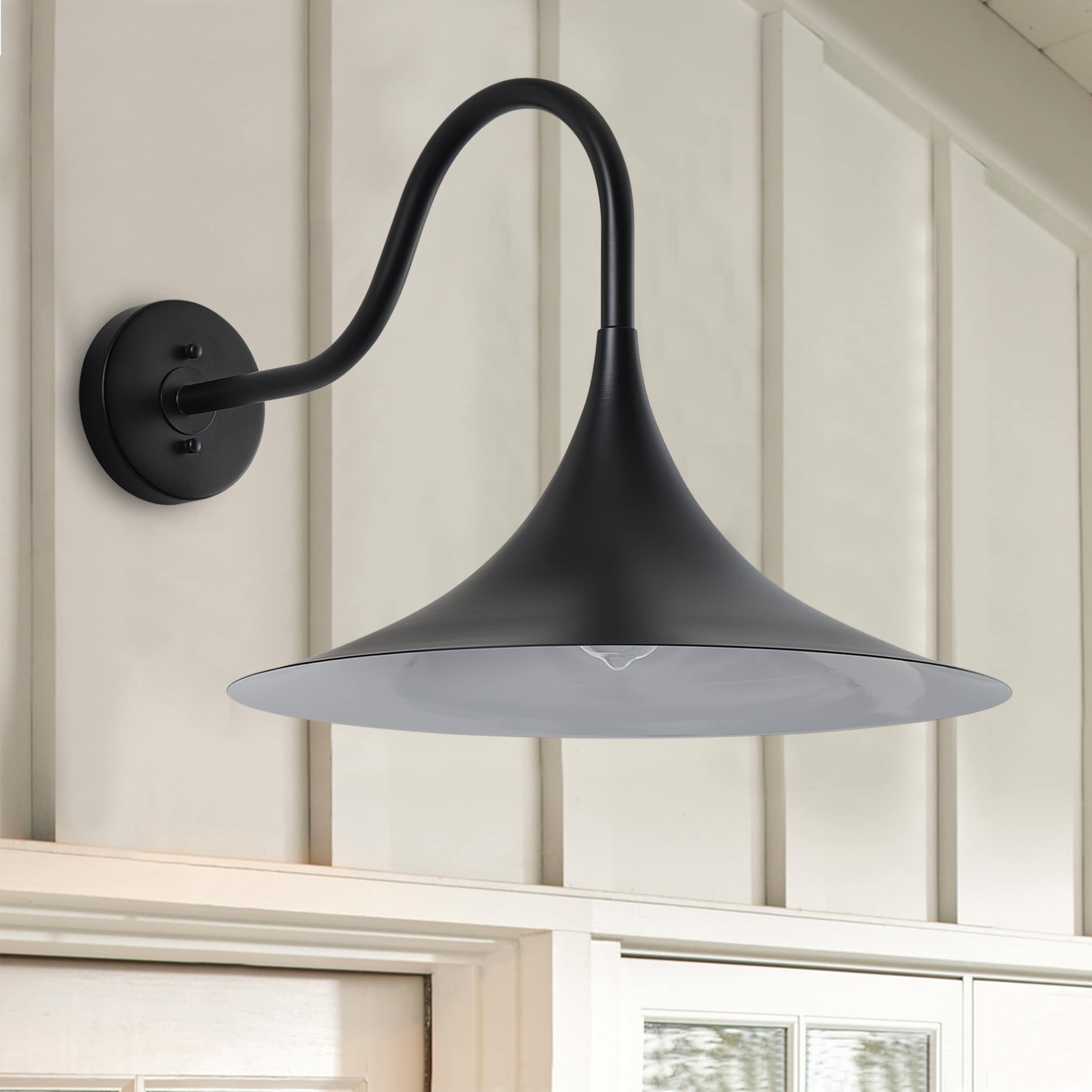 Aiwen - 1 -Light 16.14-in H Black Hardwired Outdoor Wall Light