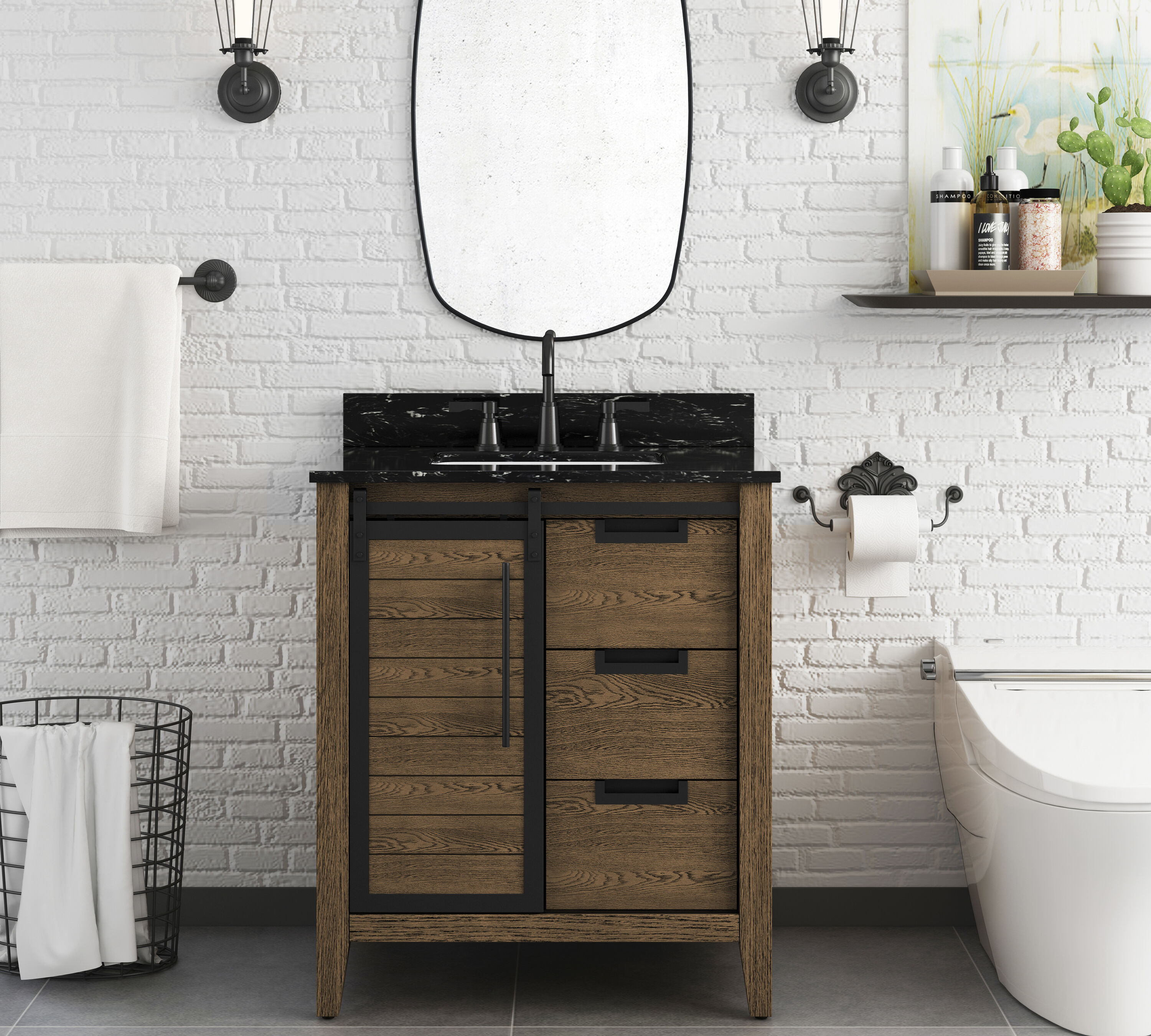 allen + roth TJ-0113V3022BR Bath-Vanity-Combo - View #6