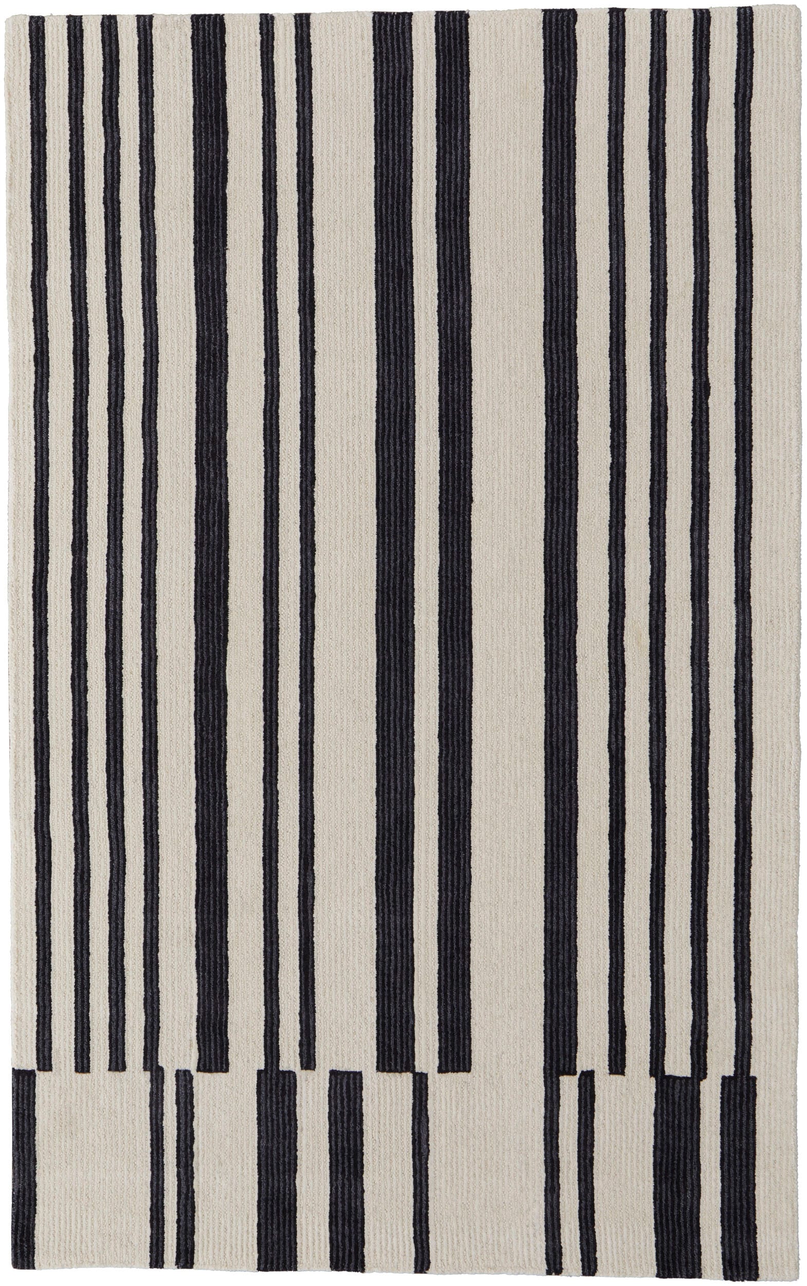 Room Envy MGRR8901IVYBLKC50 3 x 5 (ft) Tufted Wool Ivory/Black Rectangular Indoor Abstract Area rug