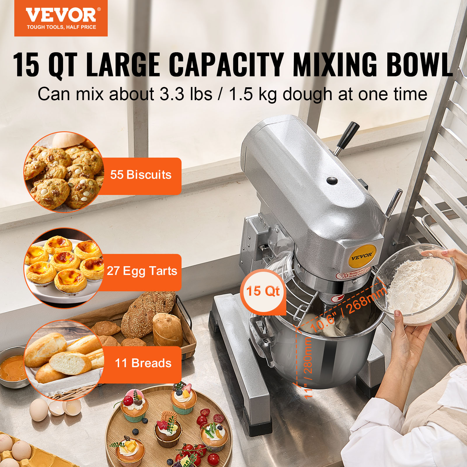 VEVOR ZXSPJBJ15QT5IZM0RV1 Stand-Mixers - View #3