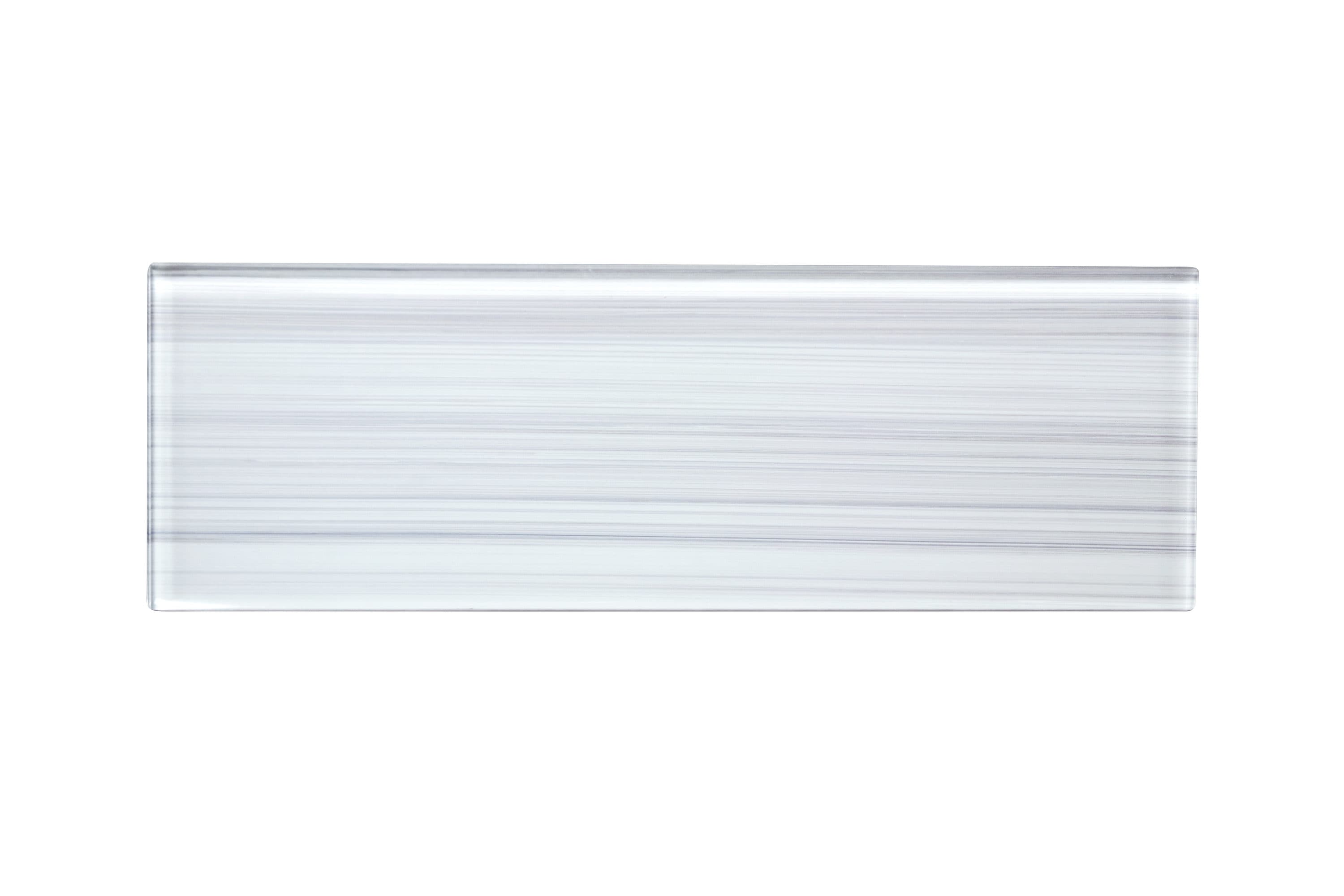 WS Tiles WST-05P Hand Painted Glass Series White 4-in x 12-in Polished Glass Large format Wall Tile ( 5-sq ft Carton )