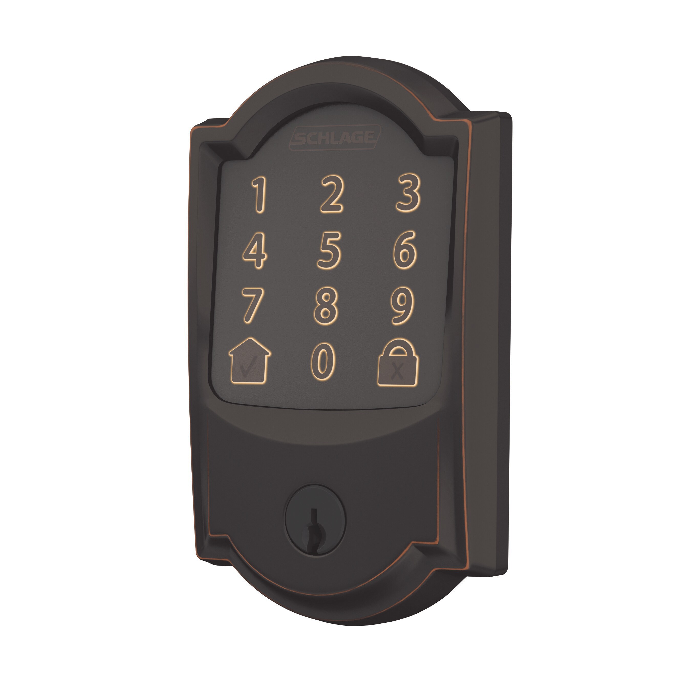 Schlage Encode Camelot Aged Bronze Wifi Single Cylinder Electronic Deadbolt  Lighted Keypad Touchscreen Smart Lock in the Electronic Door Locks  department at
