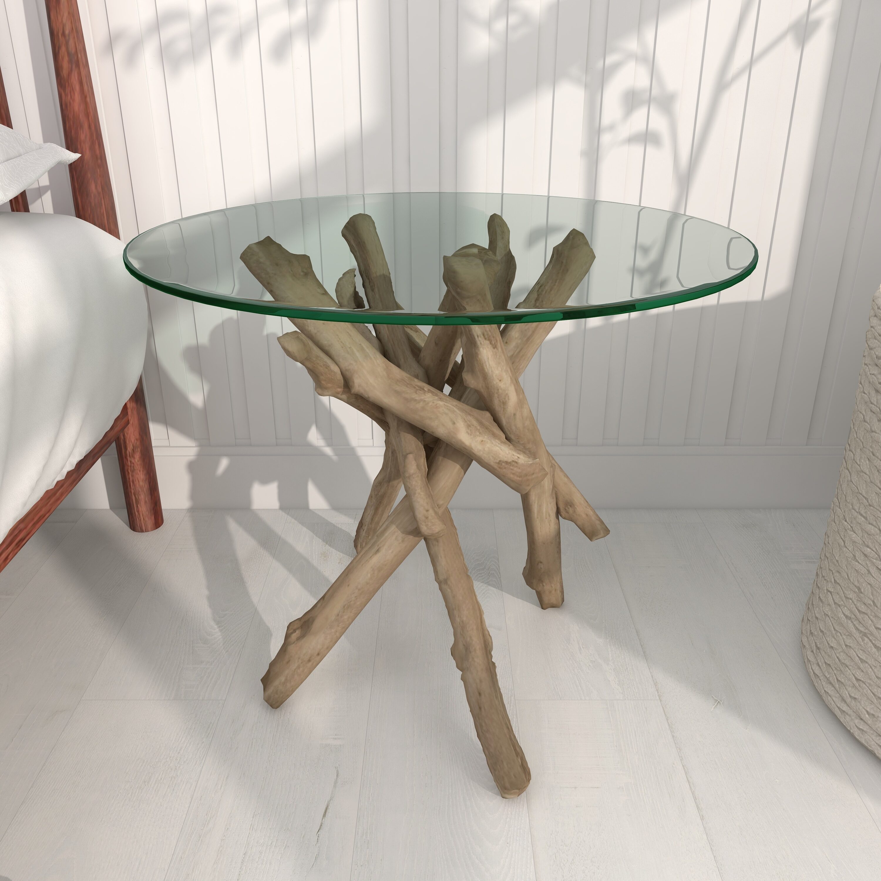 Console table with driftwood branches