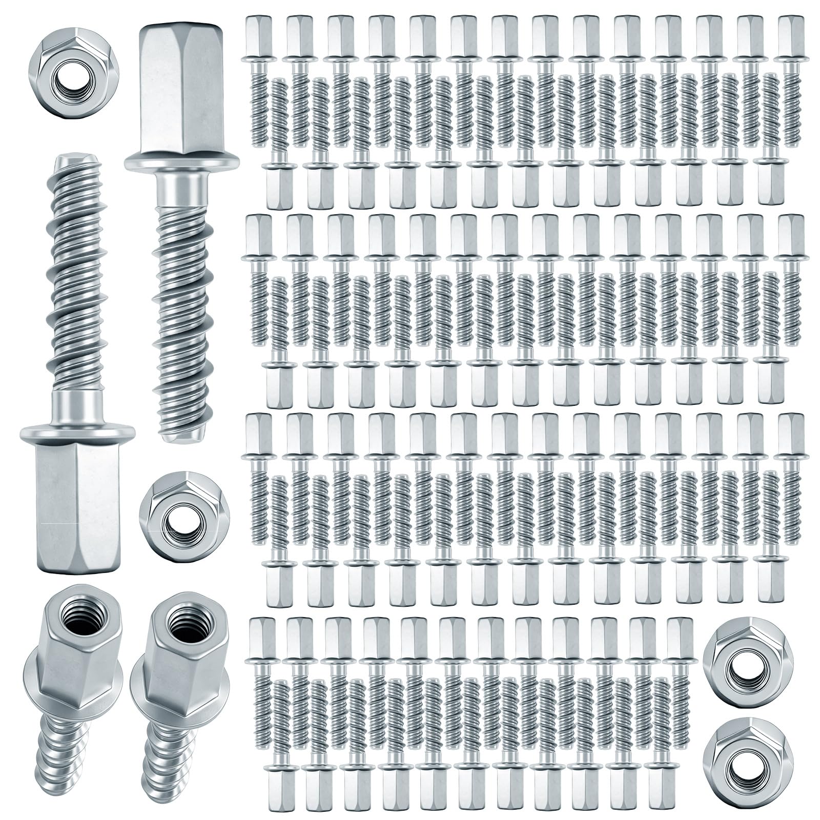 SenQWFa  Threaded Rod Anchor Set 110 Pieces 063 Rod Size 051 Anchor Diameter 126 Anchor Length Steel Zinc Finish for Concrete Wall Projects