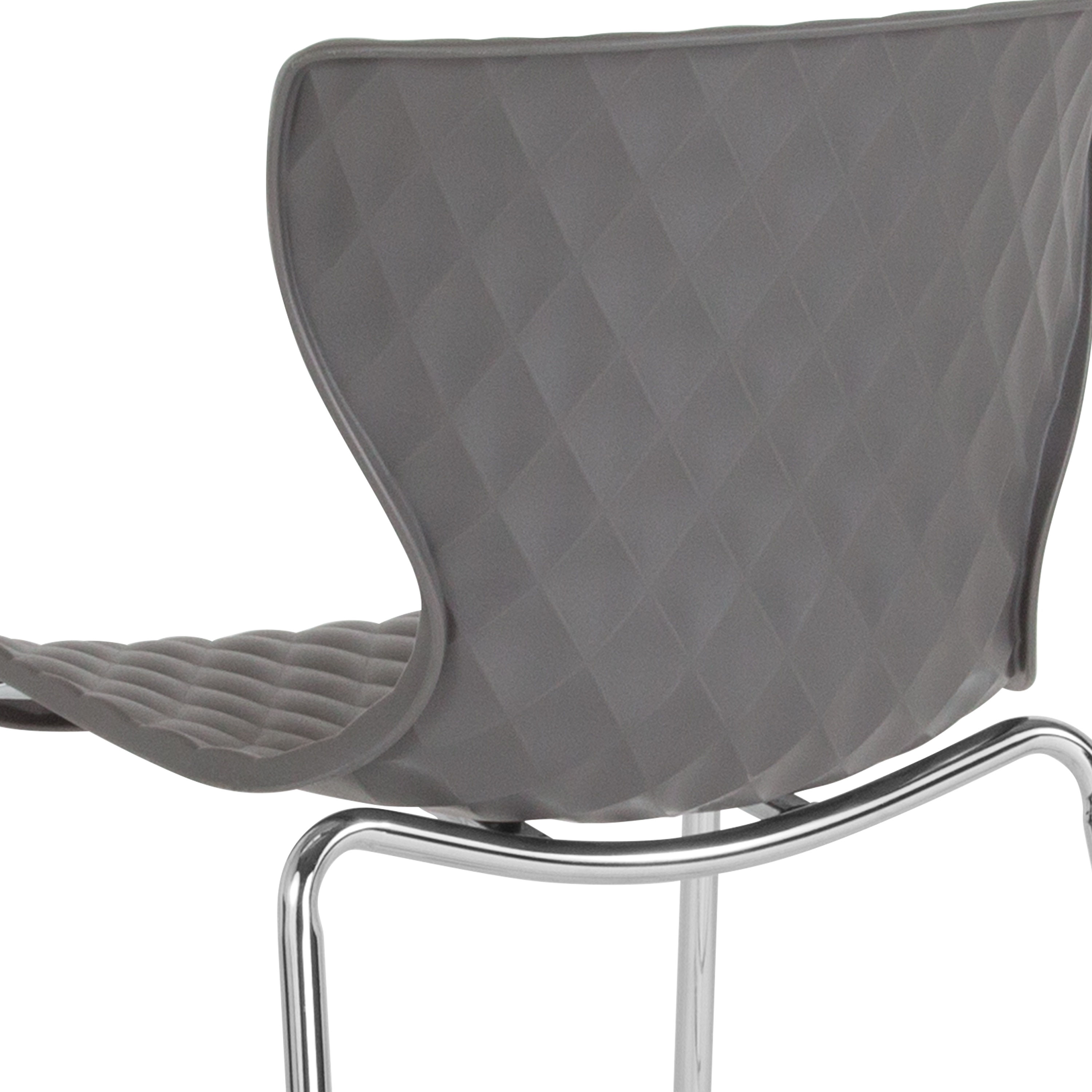Quilted Diamond Gray Plastic Stackable Modern Chair