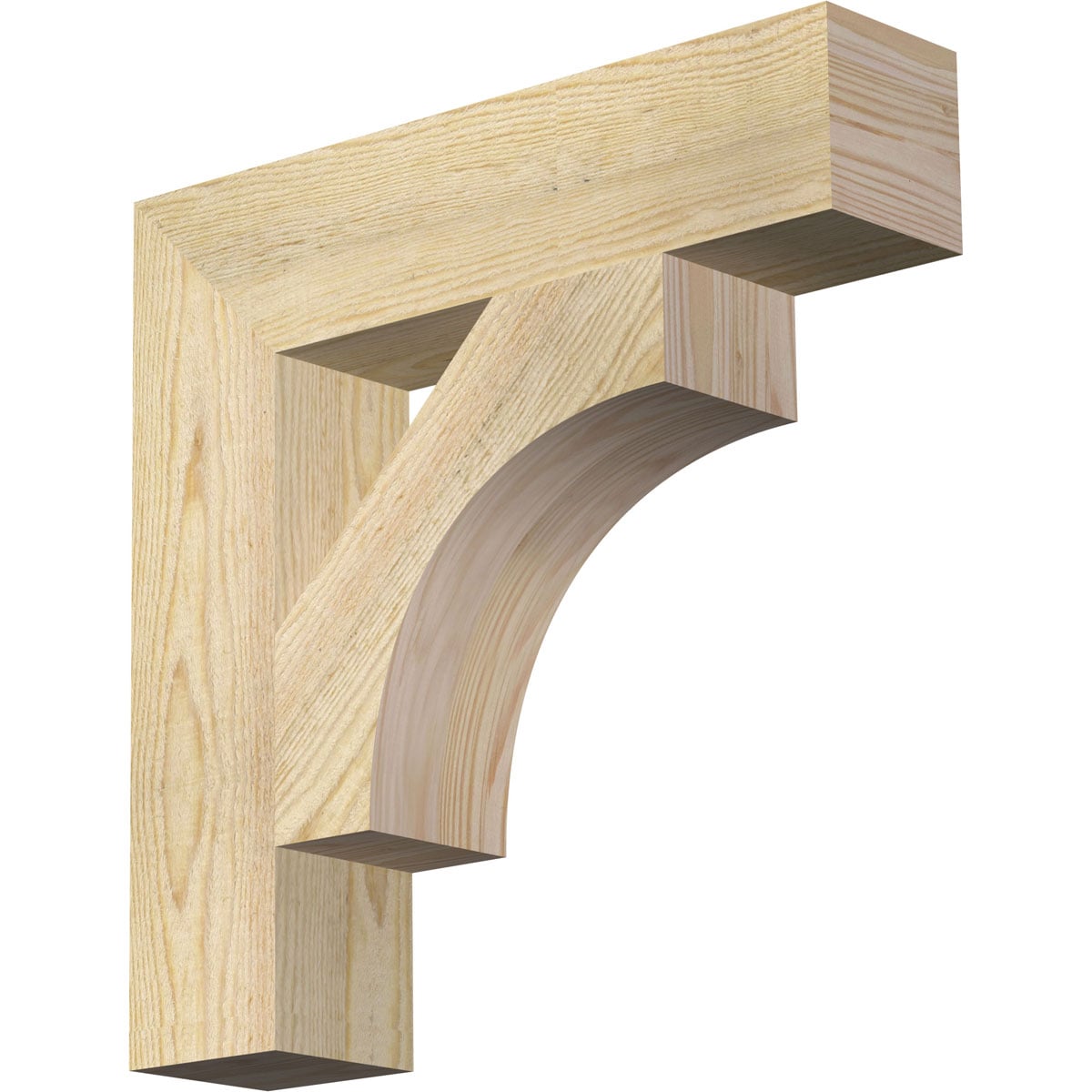 Ekena Millwork BKT04X18X18WTL05RDF Westlake block rough sawn 4-in x 18-in x 18-in Douglas fir Brown Wood Standard bracket