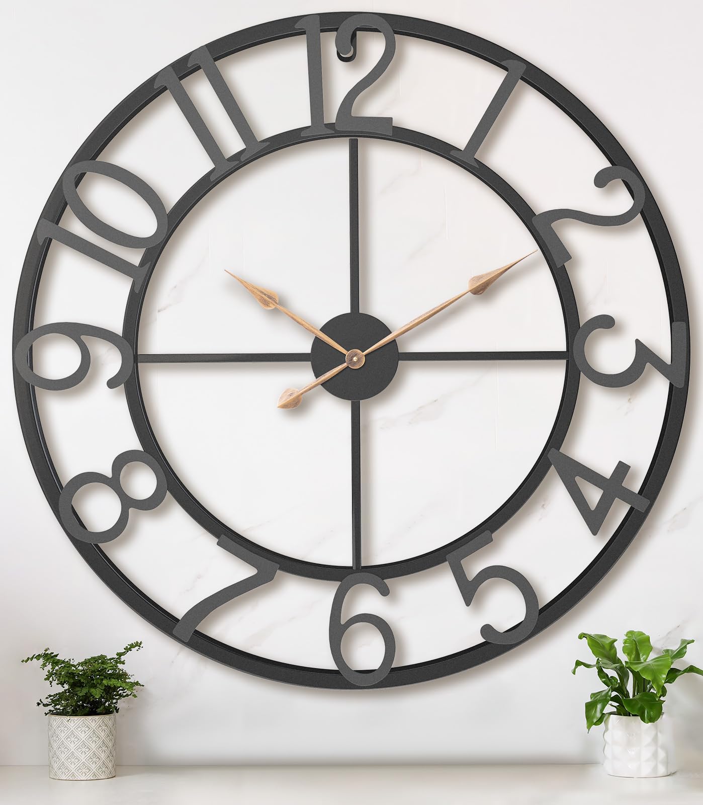 Phewnyzo -  36 Inch Extra Oversized Large Giant Modern Decorative Wall Clock Vintage Industrial F...