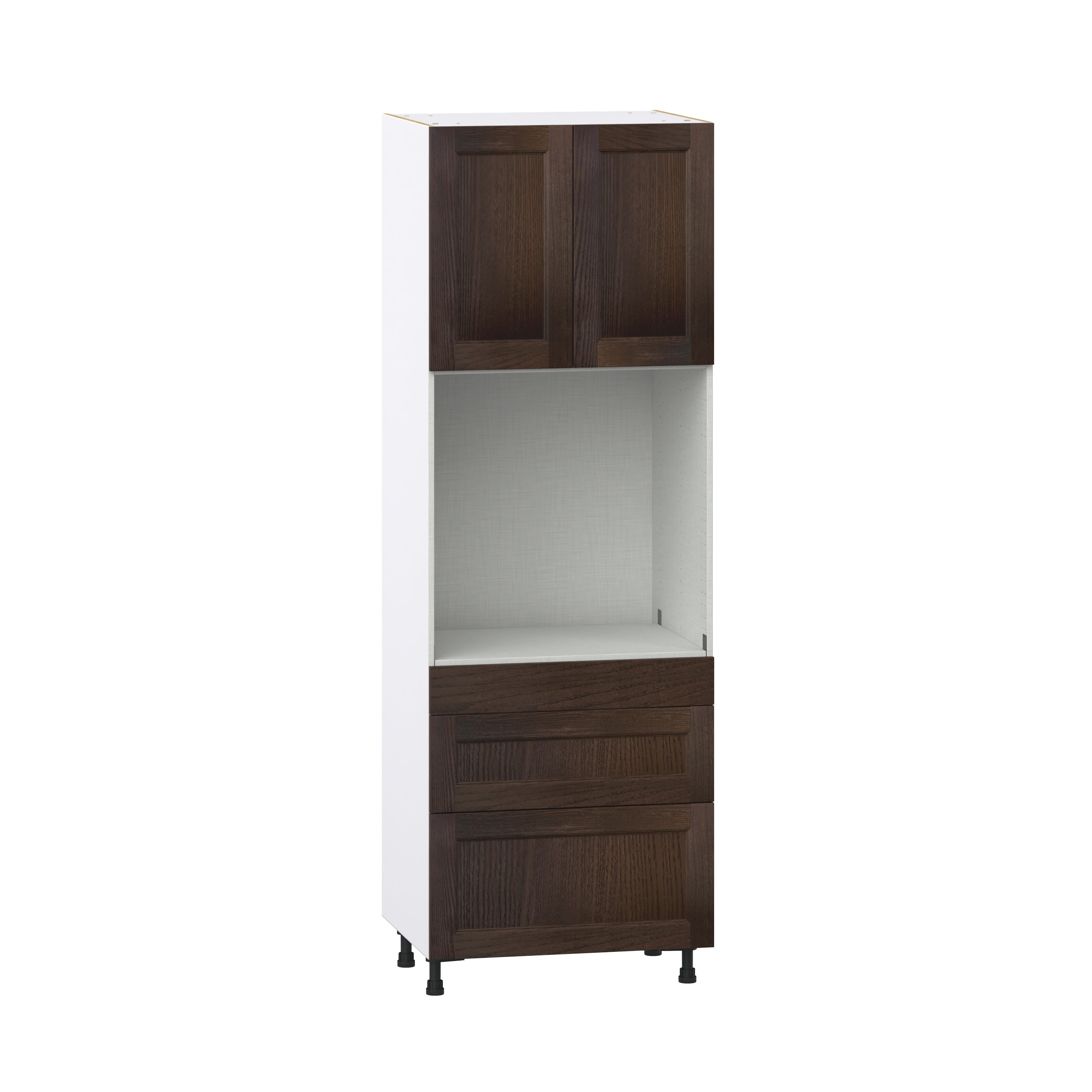 Hugo&Borg DSTO3D3089.5-MO Montclaire 30-in W x 89.5-in H x 24-in D Wood 3 -Drawers Single oven Pantry Fully assembled Cabinet (Recessed Panel Shaker)