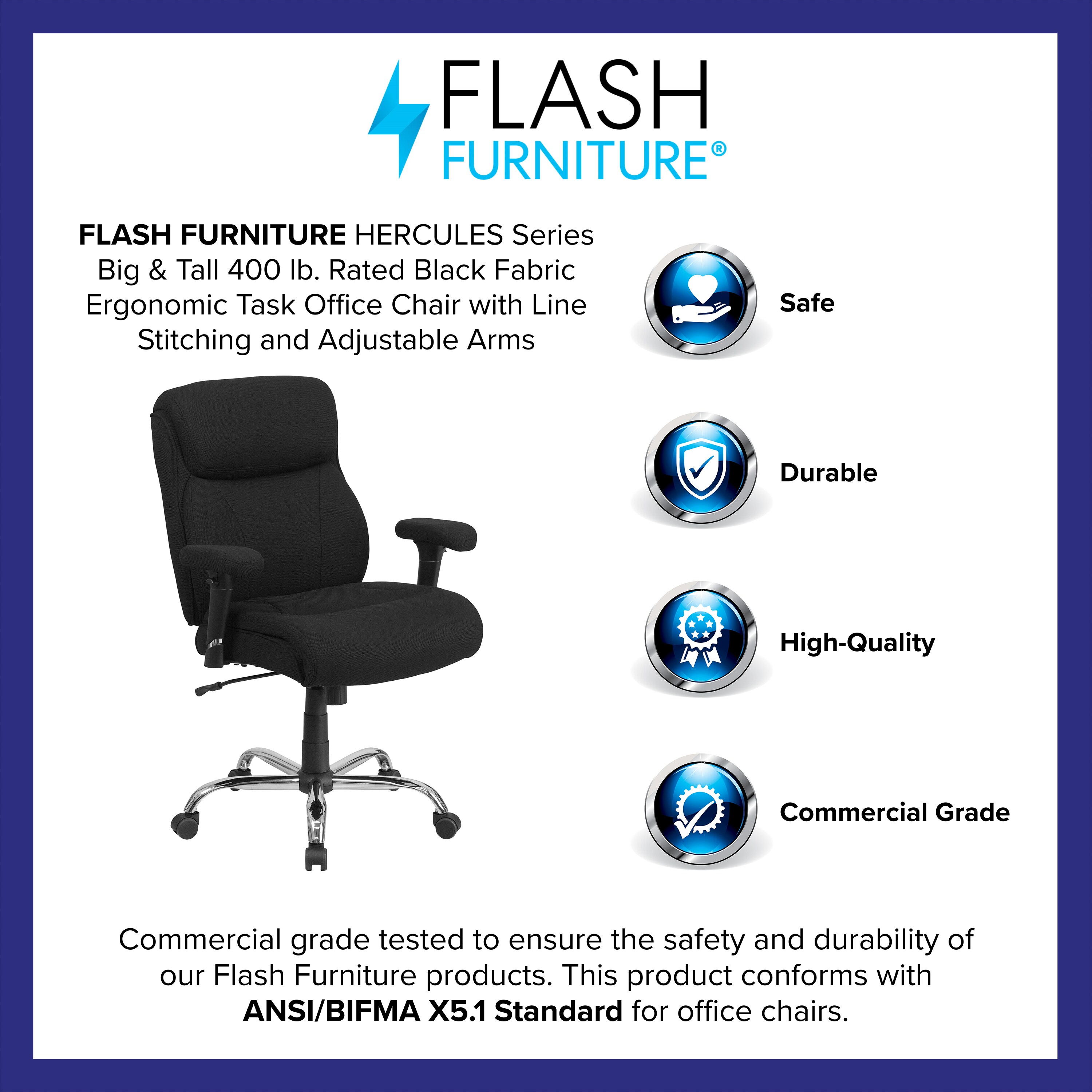 Flash Furniture Black Fabric Contemporary Adjustable Height Swivel  Upholstered Desk Chair in the Office Chairs department at