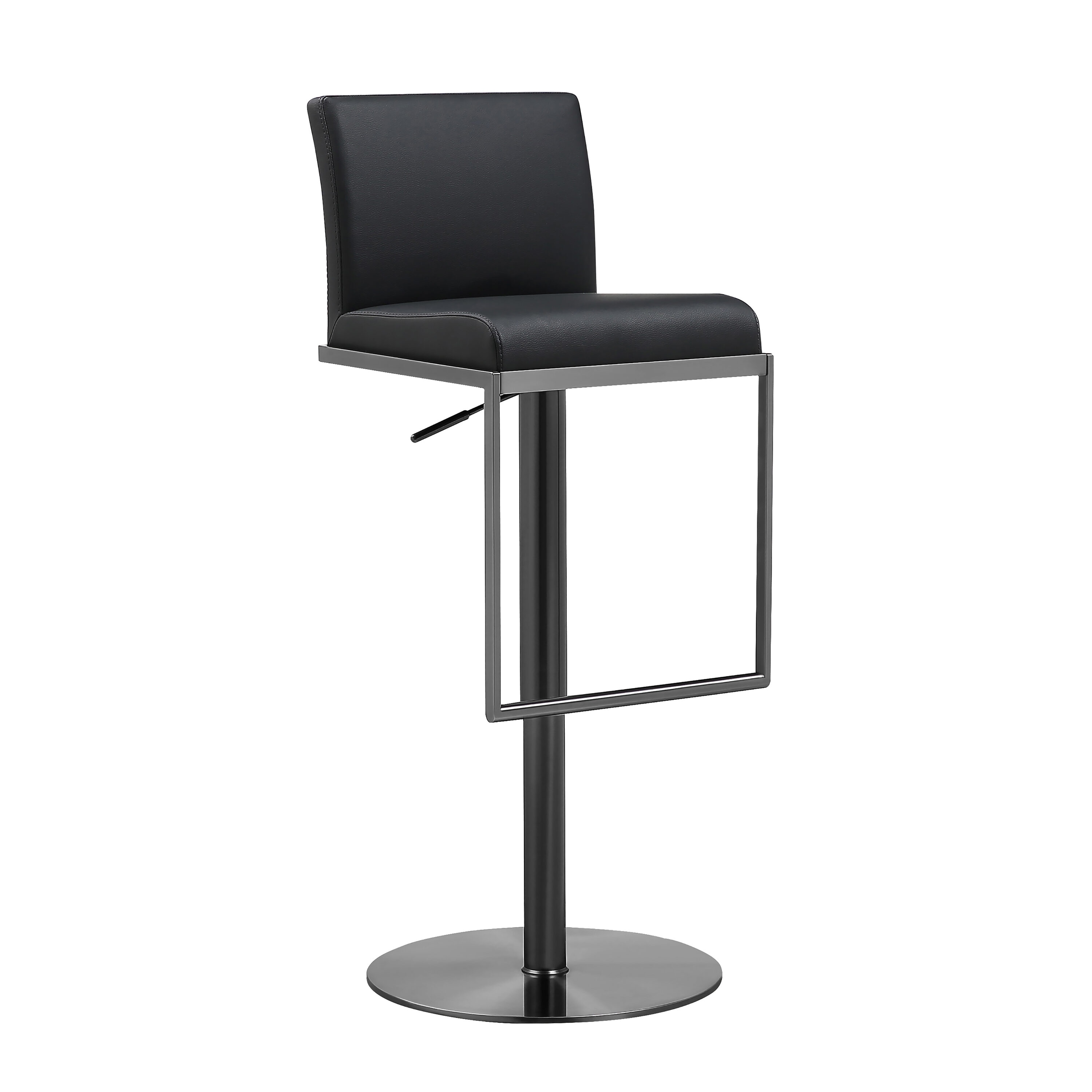 TOV Furniture TOV-K3682 Amalfi-Stool Black 31-in H Bar height (28-in to 33-in) Square Seat Upholstered Metal Back Bar Stool with Arms and Back