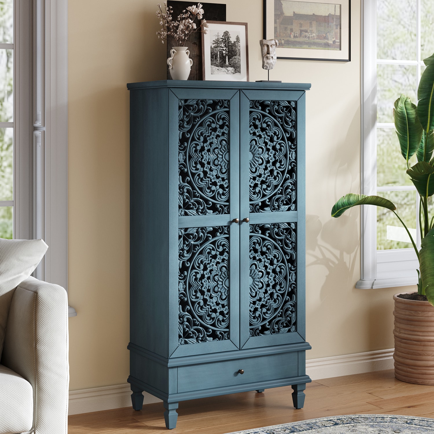 LUCKY ONE - 27.5-in W 2-Door Blue Accent Cabinet