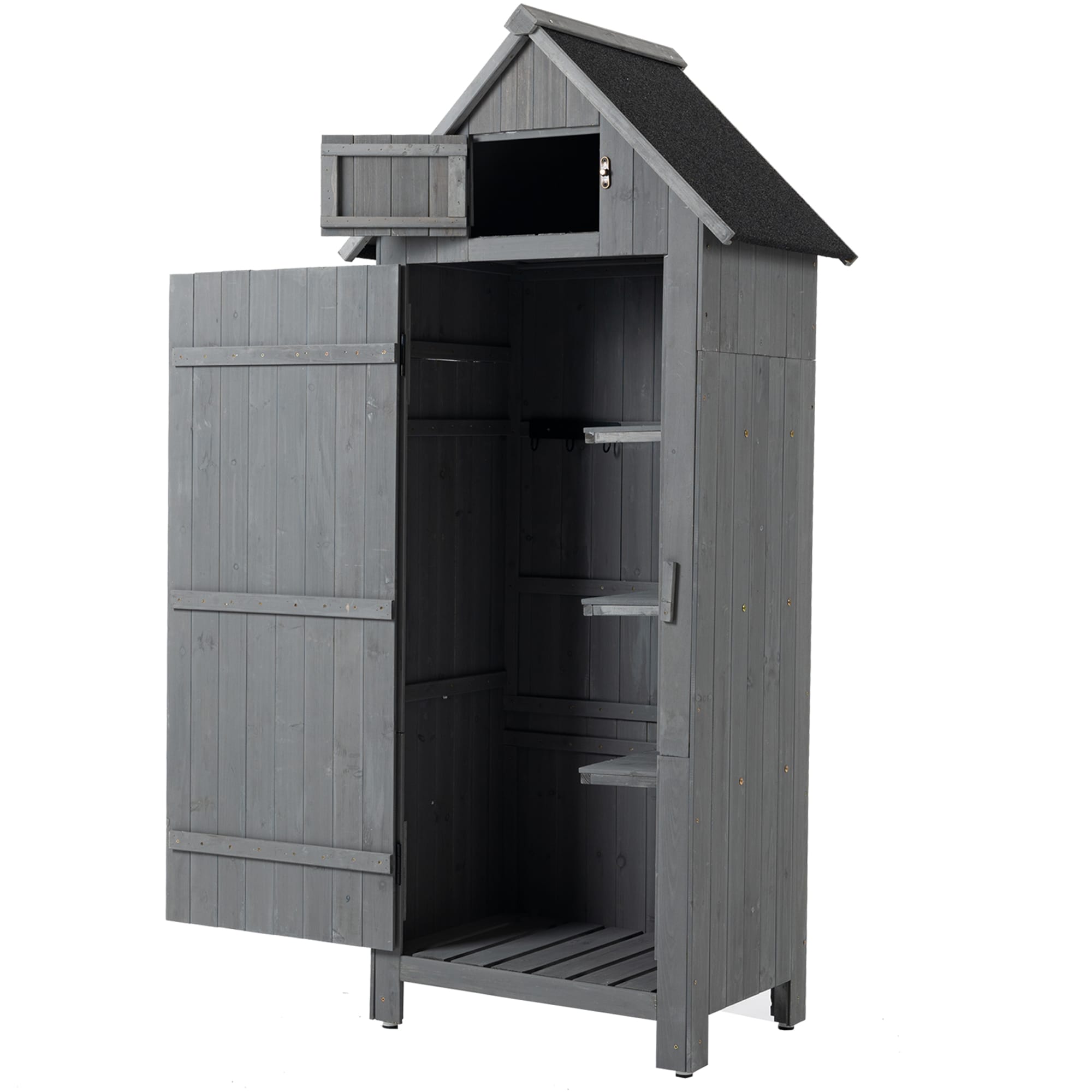 Flynama G-P285895 2.5-ft x 1.8-ft Wood Outdoor Storage Shed (Floor Included)