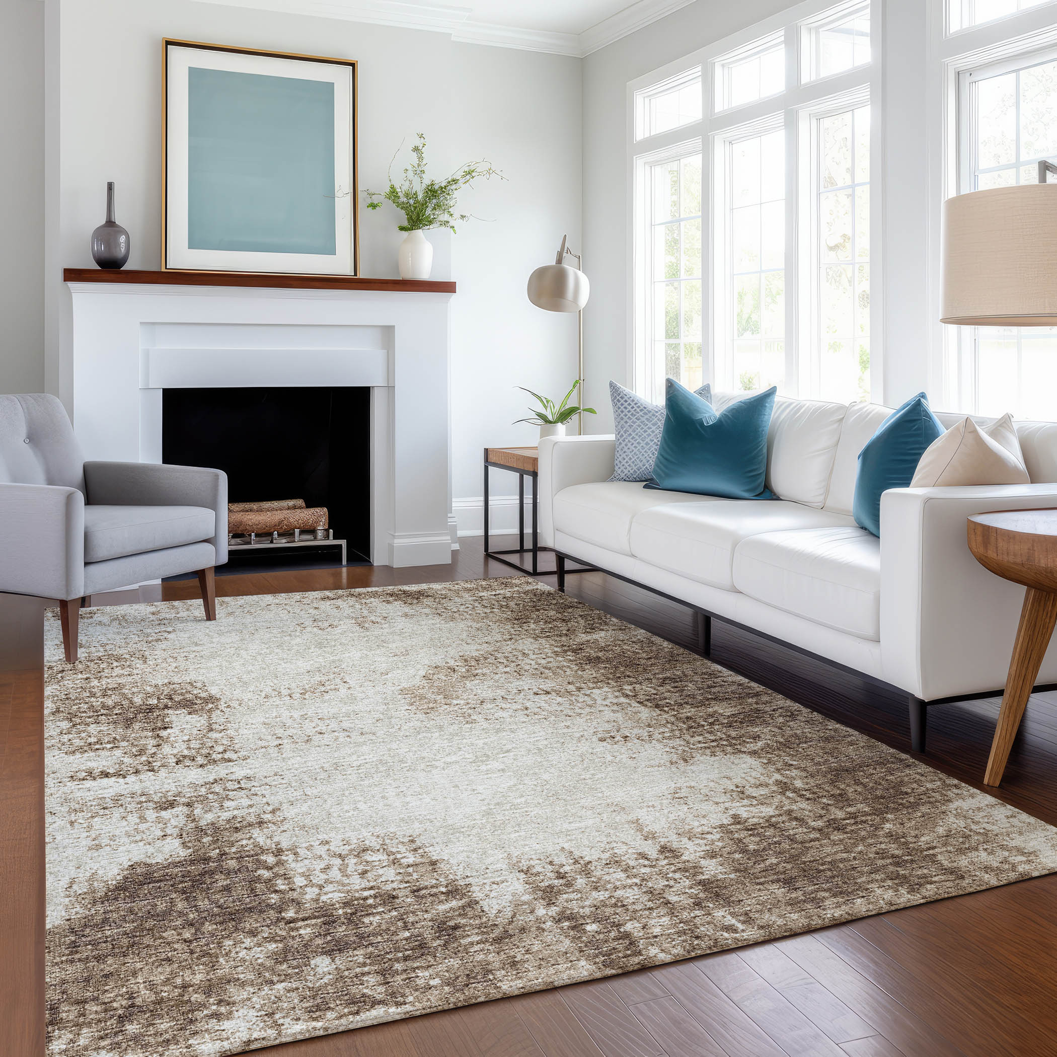 Addison Rugs AMF34BR3X5 Mayfield AMF34BR 3 x 5 (ft) Loomed Polyester Brown Rectangular Indoor Abstract Machine washable Area rug