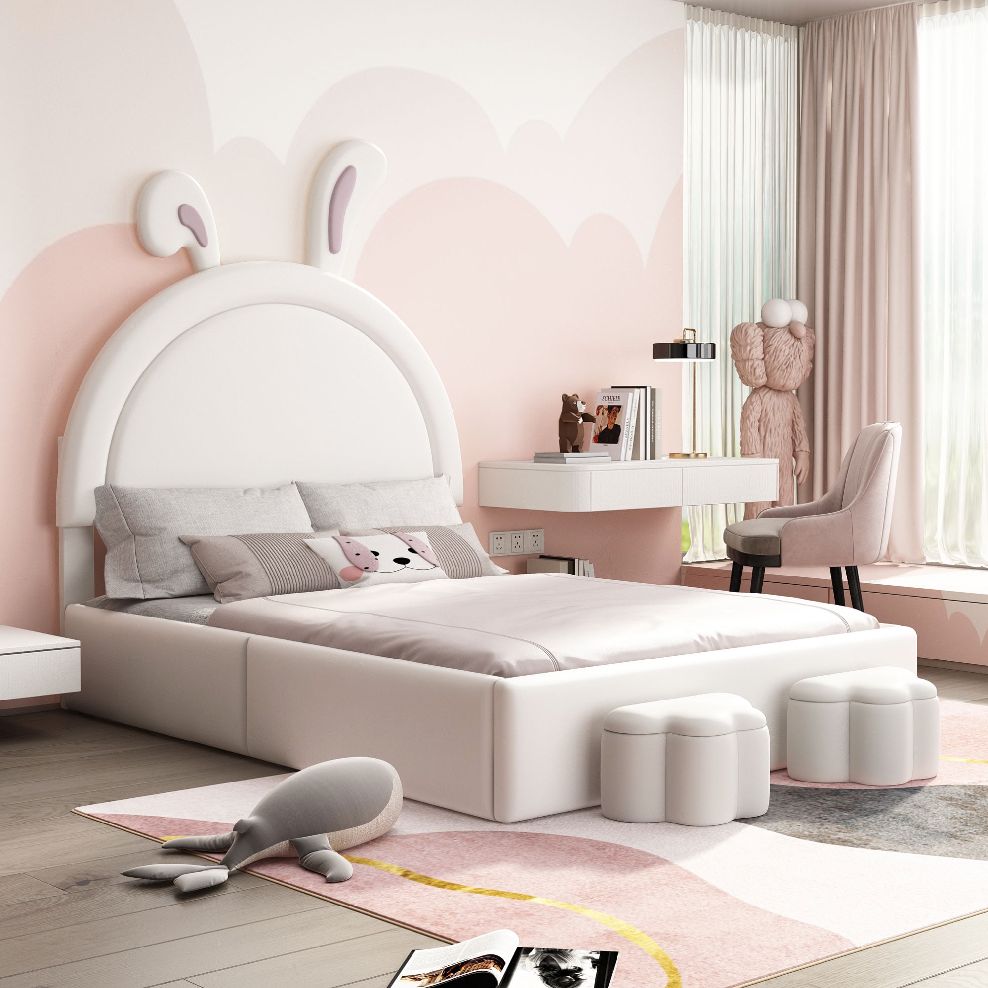 ModernLuxe L-N733P171450A white Full Wood Platform Bed
