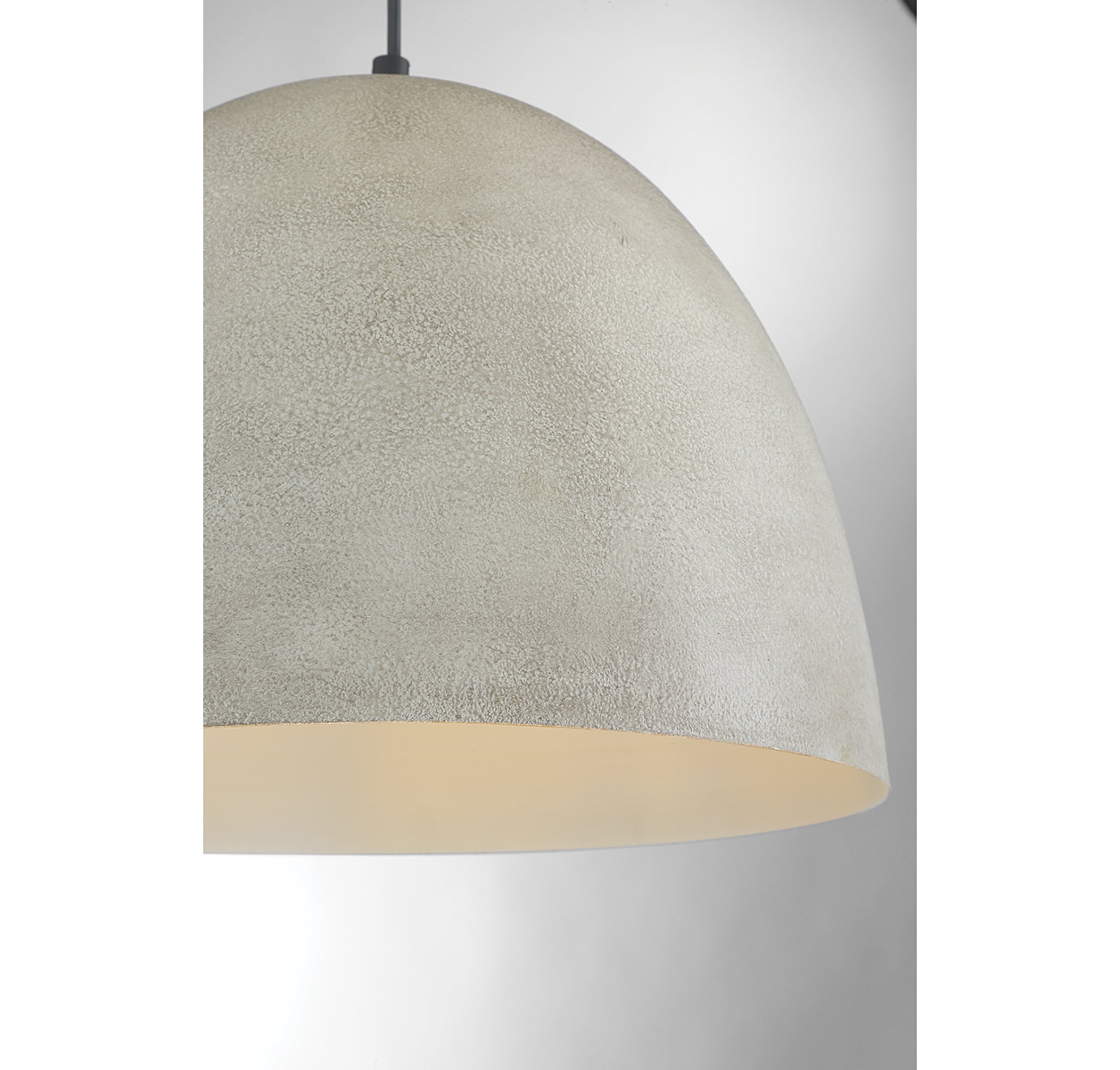 Meridian Rough Stone Bowl Pendant in Matte Black and Concrete