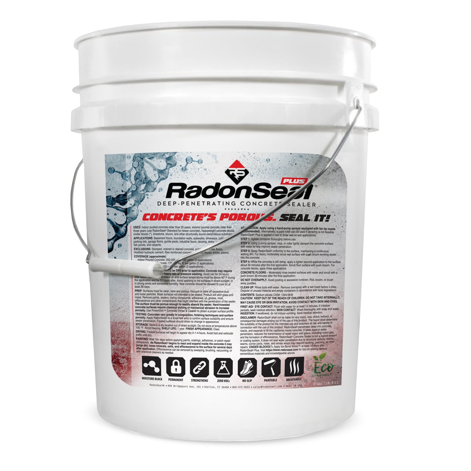 RadonSeal 110 PLUS Clear Water-based Flat Ready-to-use Concrete Sealer (5-Gallon)