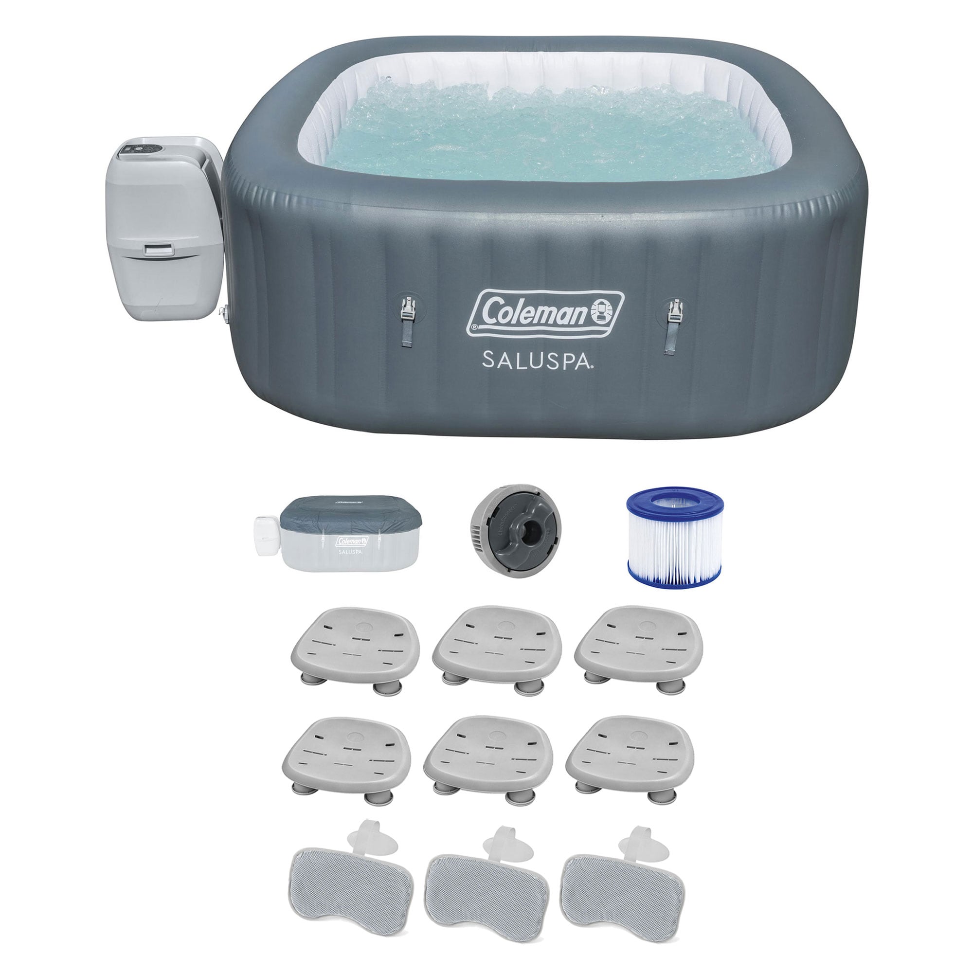 Bestway 396533 SaluSpa 140 Jet 6 -Person Inflatable Square Hot Tub (Cover Included)