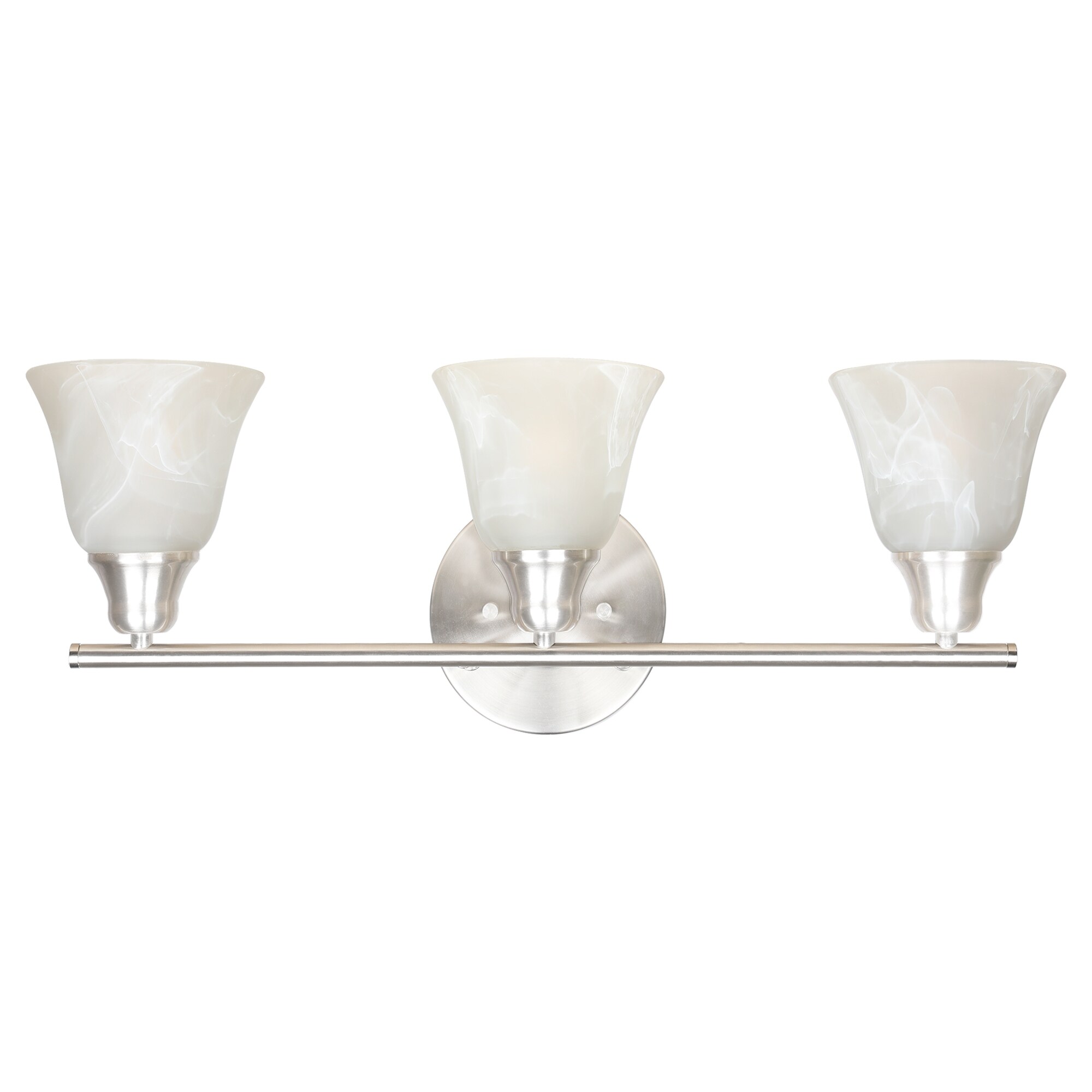 24 Inch Brushed Nickel Vanity Light with Alabaster Glass Shades