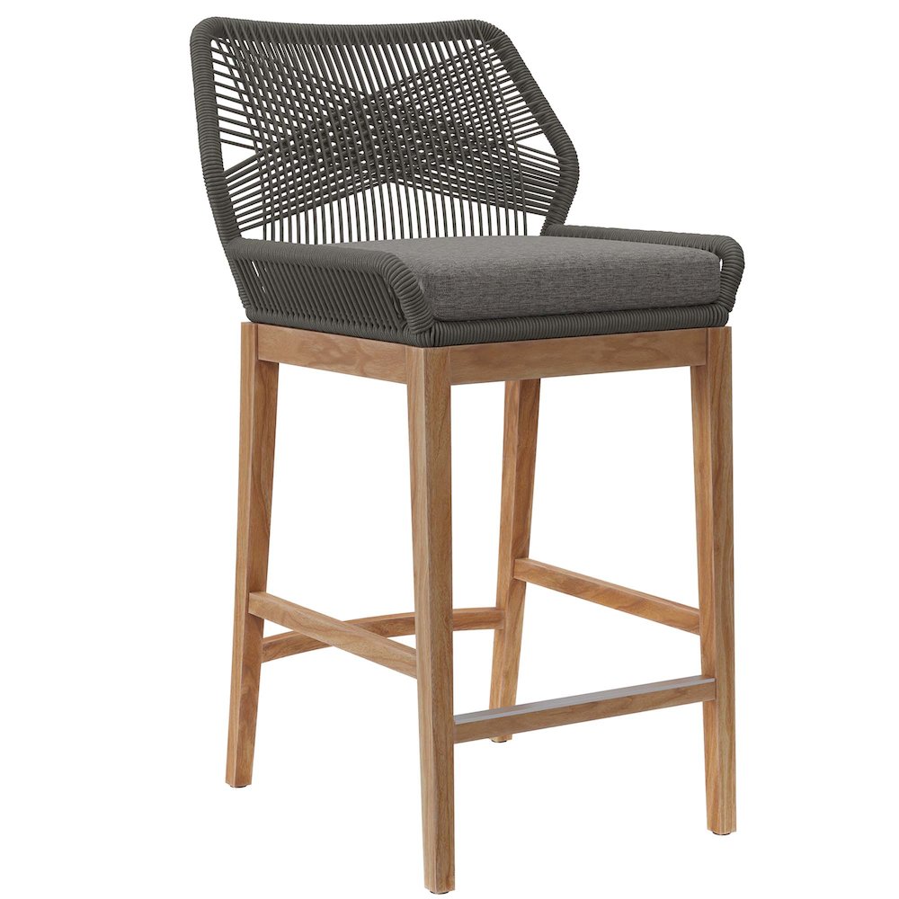 Modway BG3335574 Wellspring Outdoor Patio Teak Wood Bar Stool