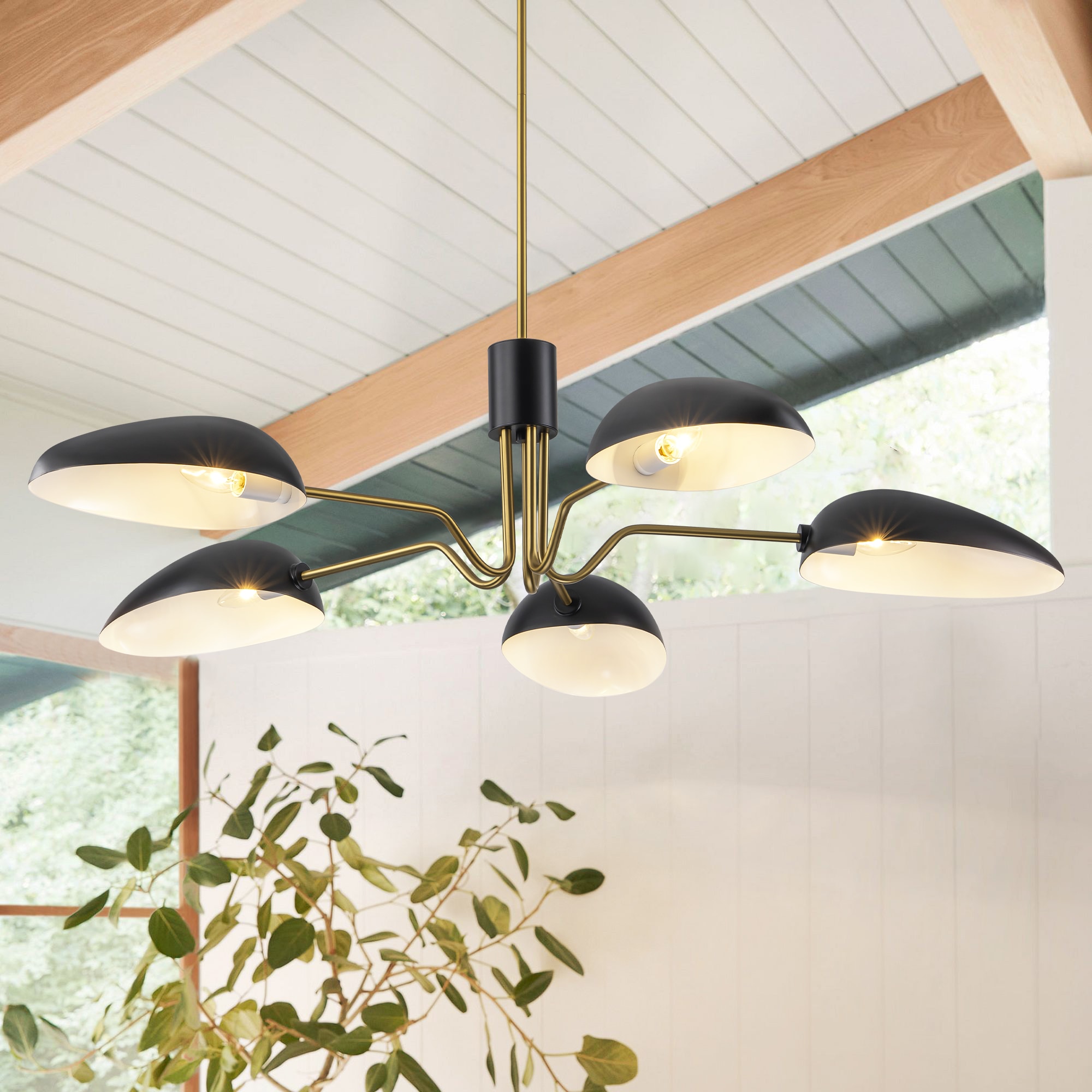 Rennnsan CL810160748 Oakley 5 -Light Matte Black Industrial For Use in Bedrooms, Dining Rooms, Foyers, Kitchens, Living Rooms Chandelier