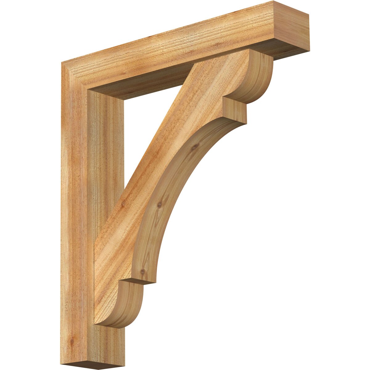 Ekena Millwork 1463456 Olympic Block Rough Sawn Bracket with Offset Brace 6-in x 30-in x 34-in Western red cedar Brown Wood Standard bracket
