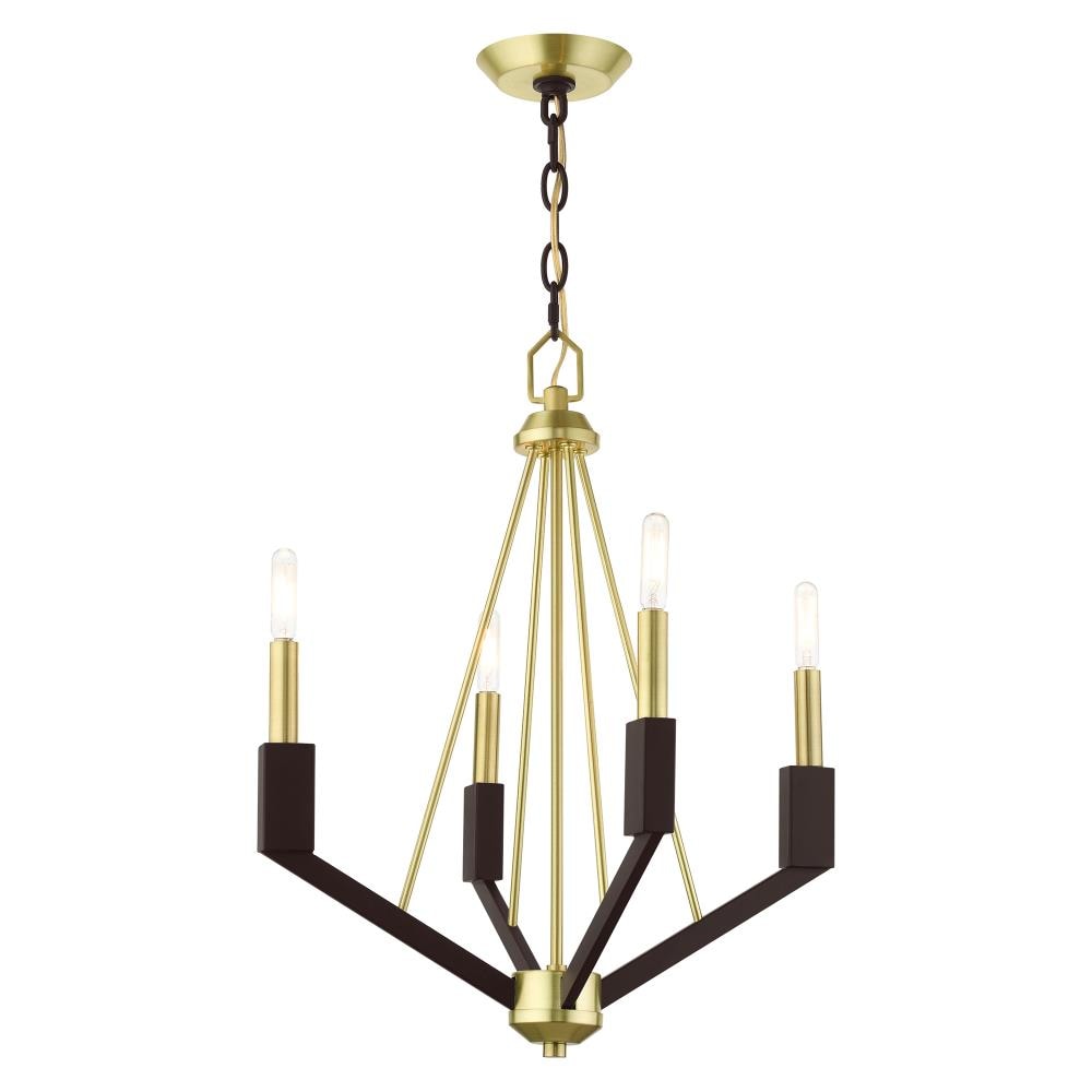 Beckett Satin Brass Mini Chandelier with Bronze Accents