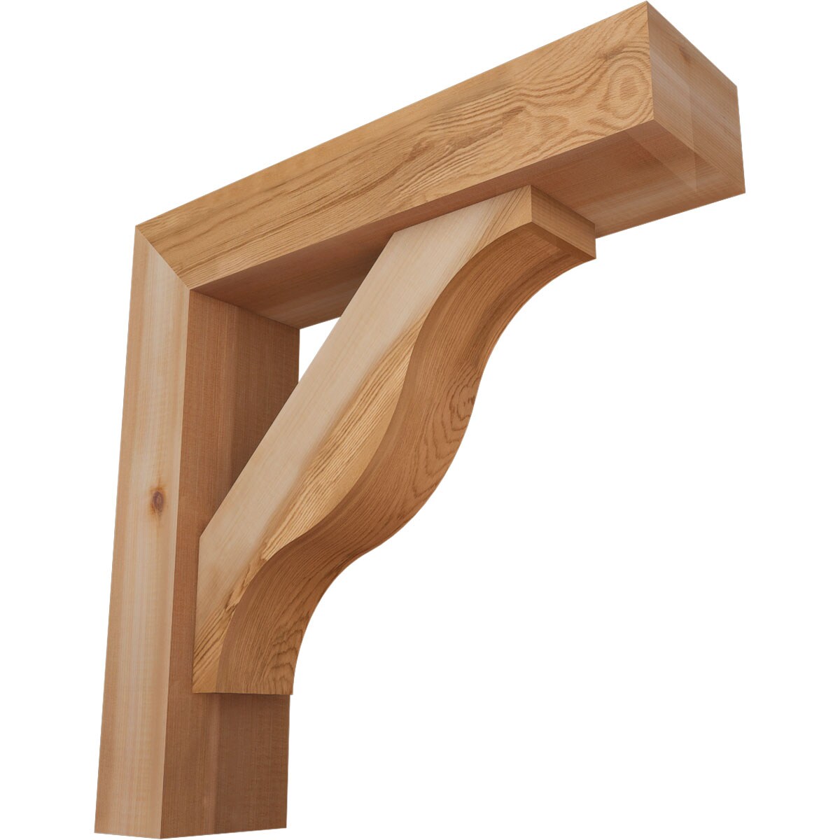 Ekena Millwork 1462341 Funston Block Smooth Bracket with Offset Brace 5-1/2-in x 22-in x 22-in Western red cedar Brown Wood Standard bracket