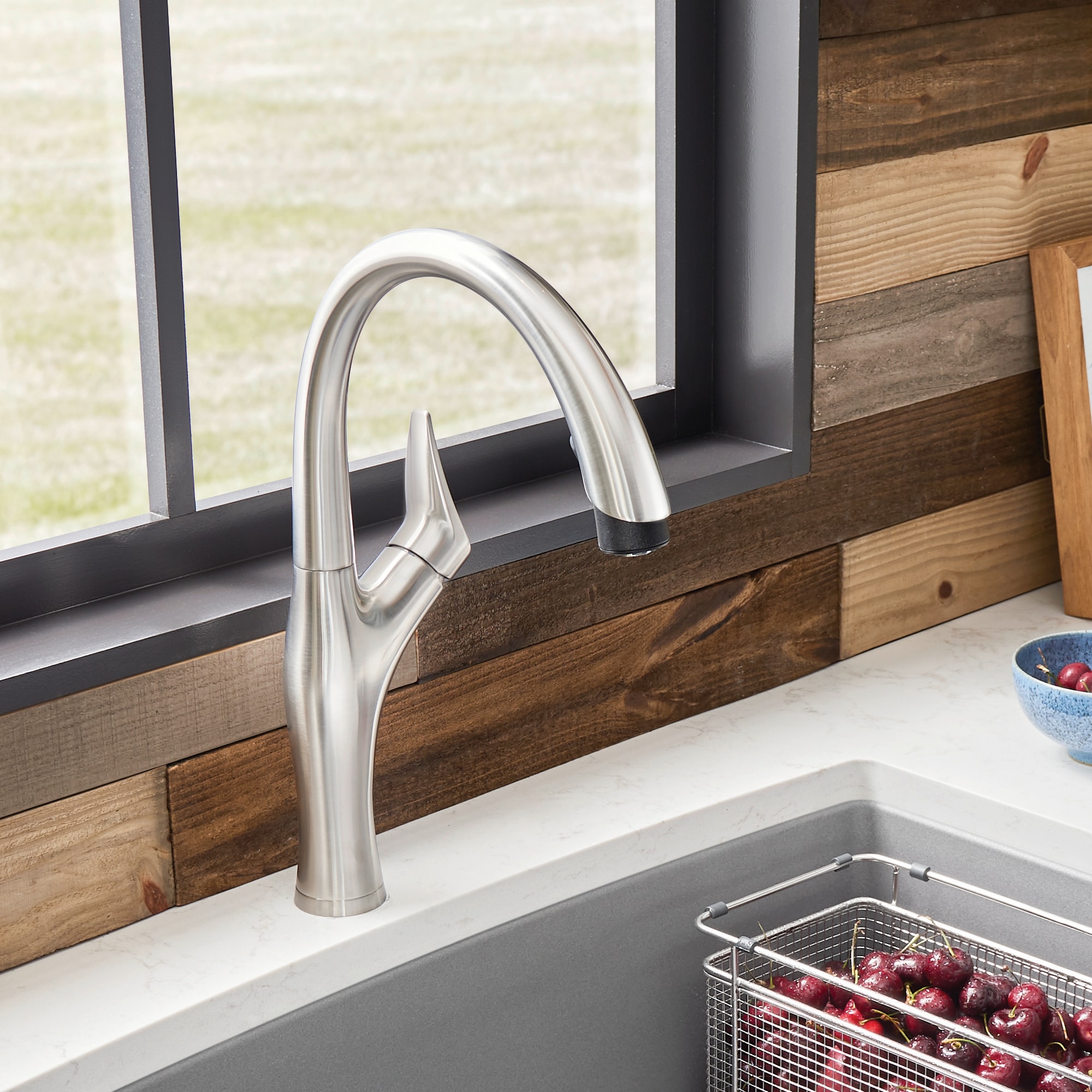 BLANCO Artona Pvd Steel Single Handle Pull-down Kitchen Faucet in the  Kitchen Faucets department at Lowes.com