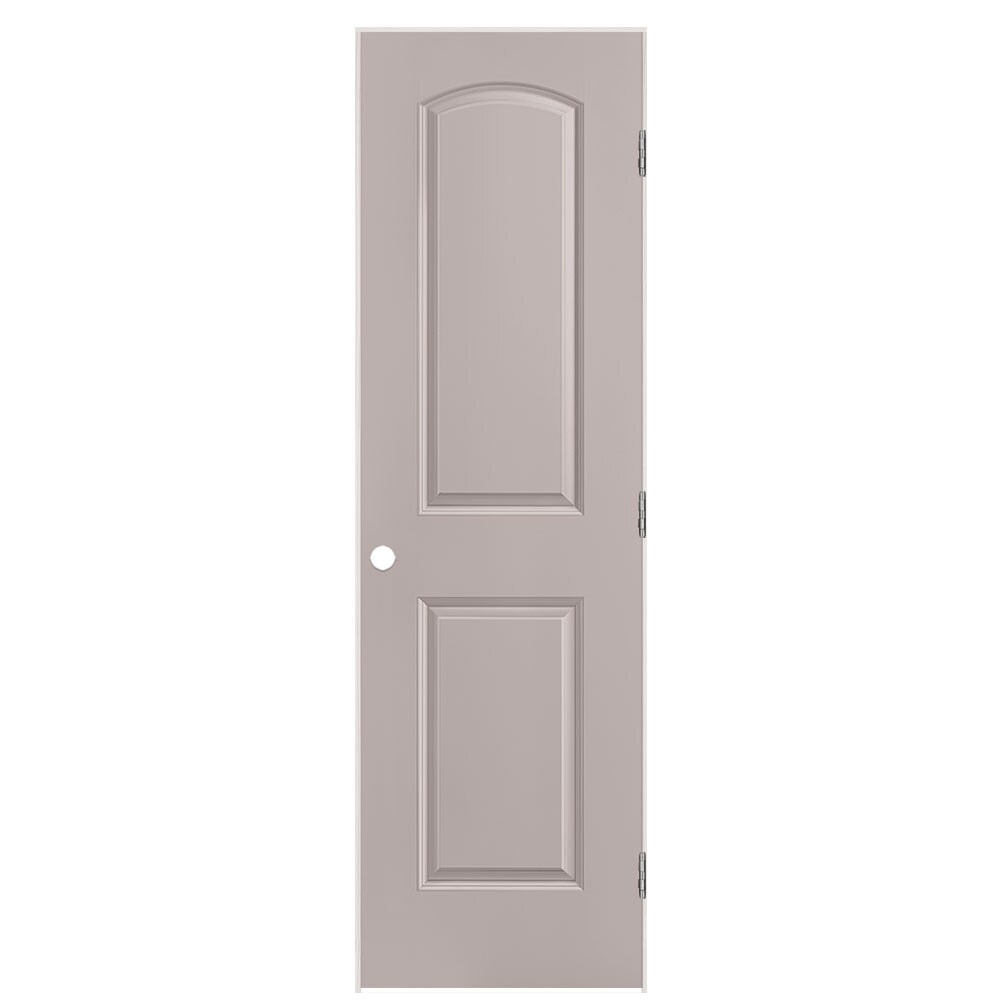 Masonite 1317786 24-in x 80-in Driftwood Solid core 2-panel round top Left hand Smooth Prefinished Molded composite Flat Jamb Single Prehung Interior Door