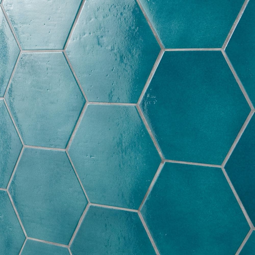 Alfombras vinílicas - Geometrical Tile Mix Flower Turquoise - Alto 3:2  Dimensión LxA: 60cm x 40cm
