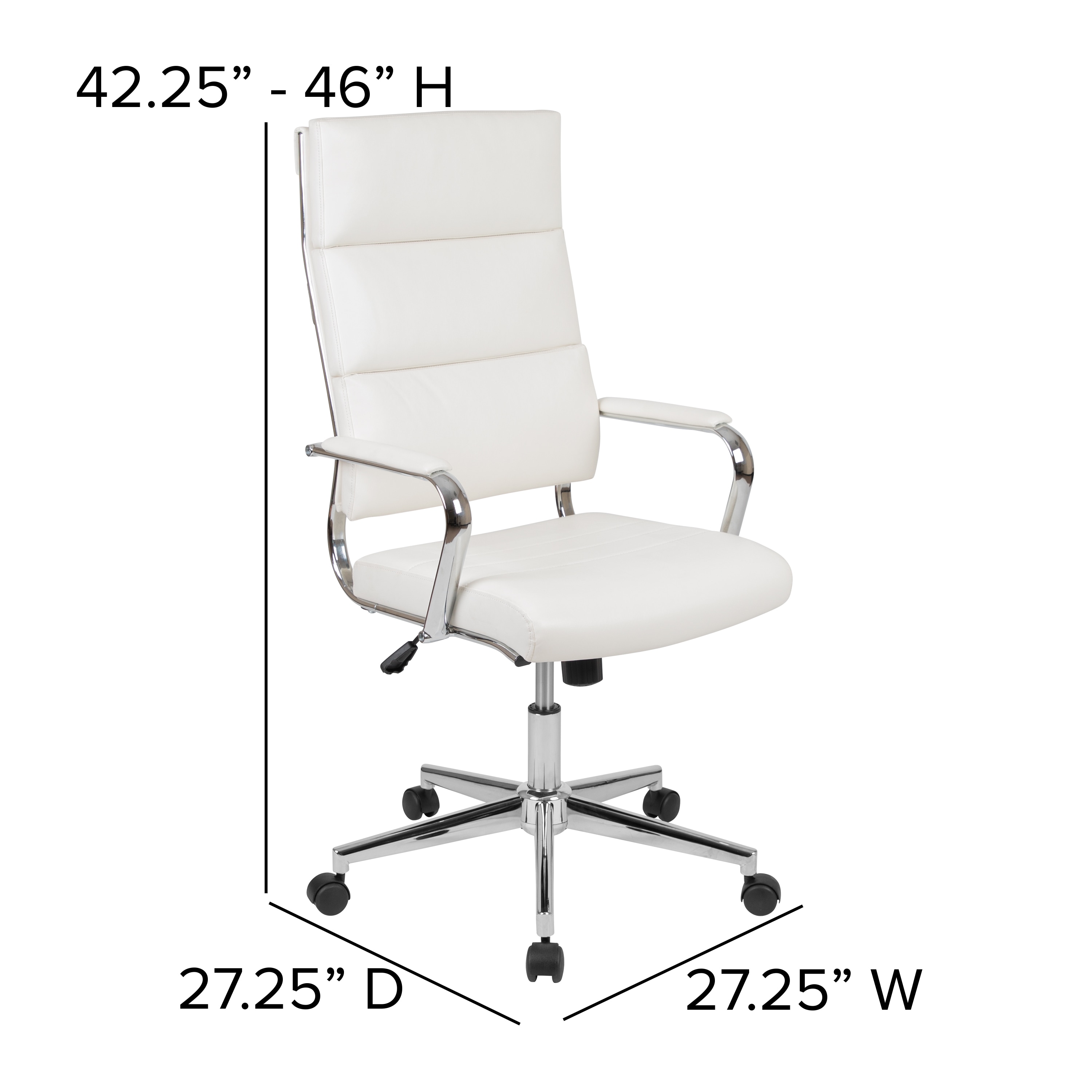Exquisite White LeatherSoft & Chrome High-Back Executive Swivel Chair