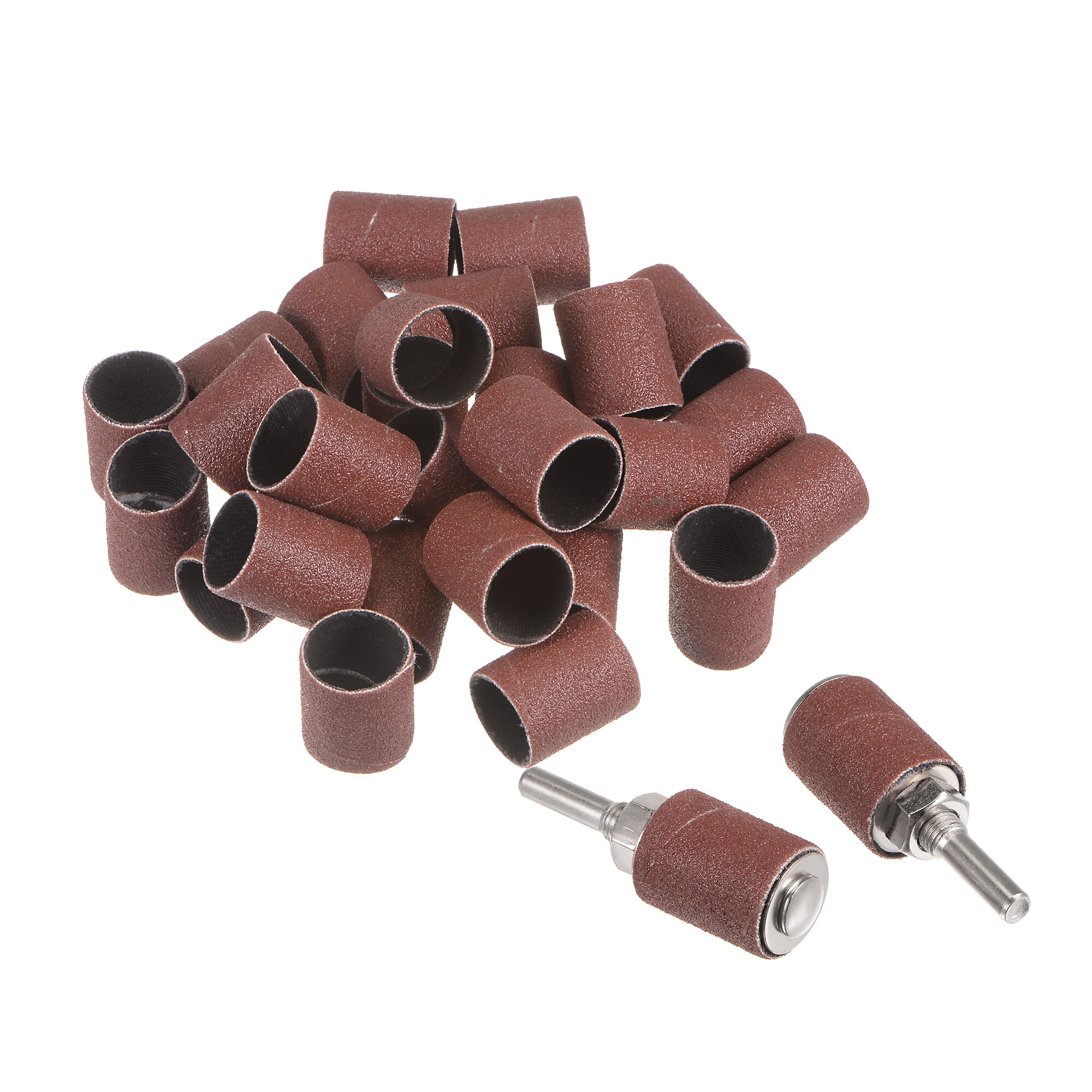Unique Bargains 30pcs 3/4 Inch Sanding Sleeves Sandpaper Set 120 Grit with 2pcs 6mm Drum Mandrels for Rotary Tools