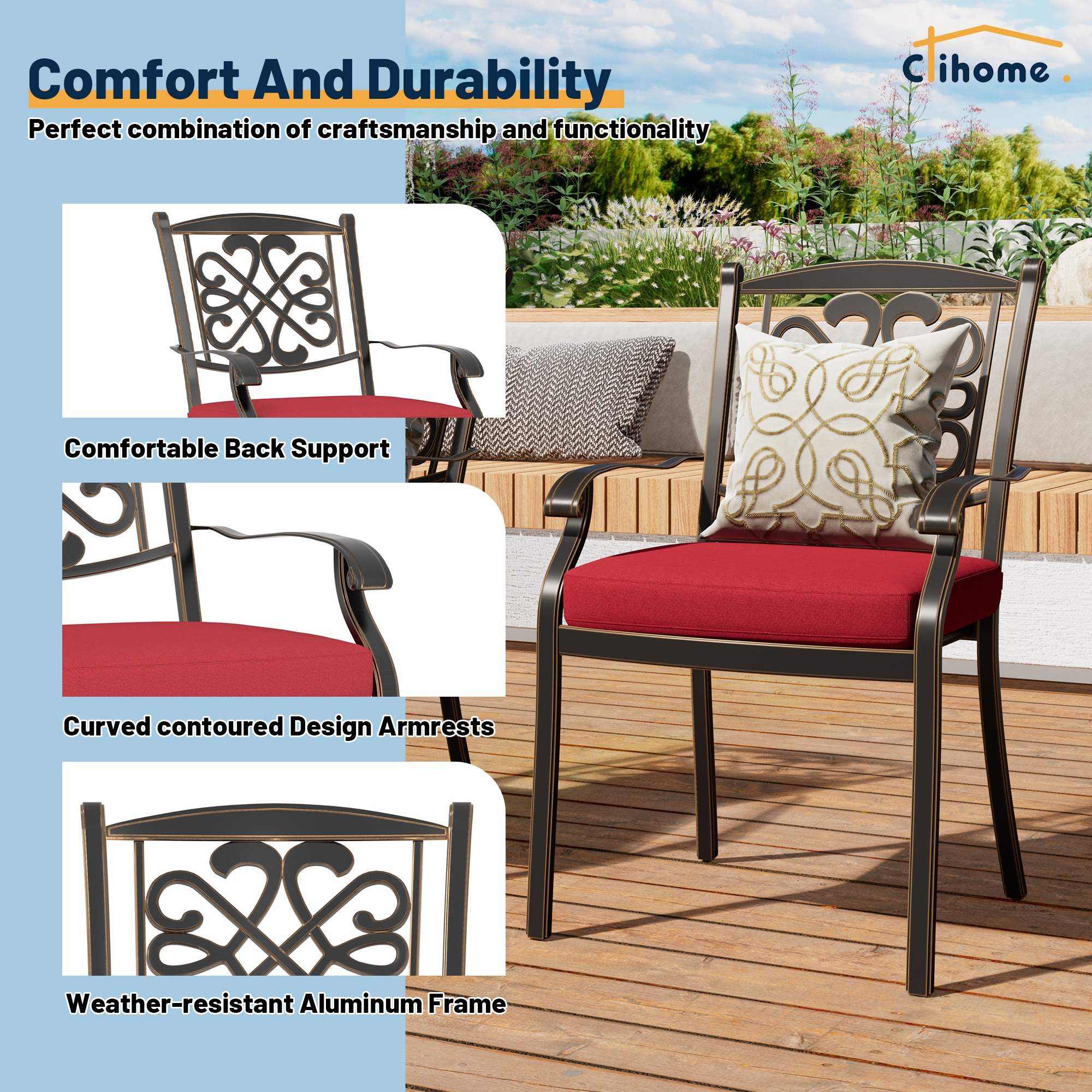 Clihome CLOD011026RD Patio-Chairs - View #12