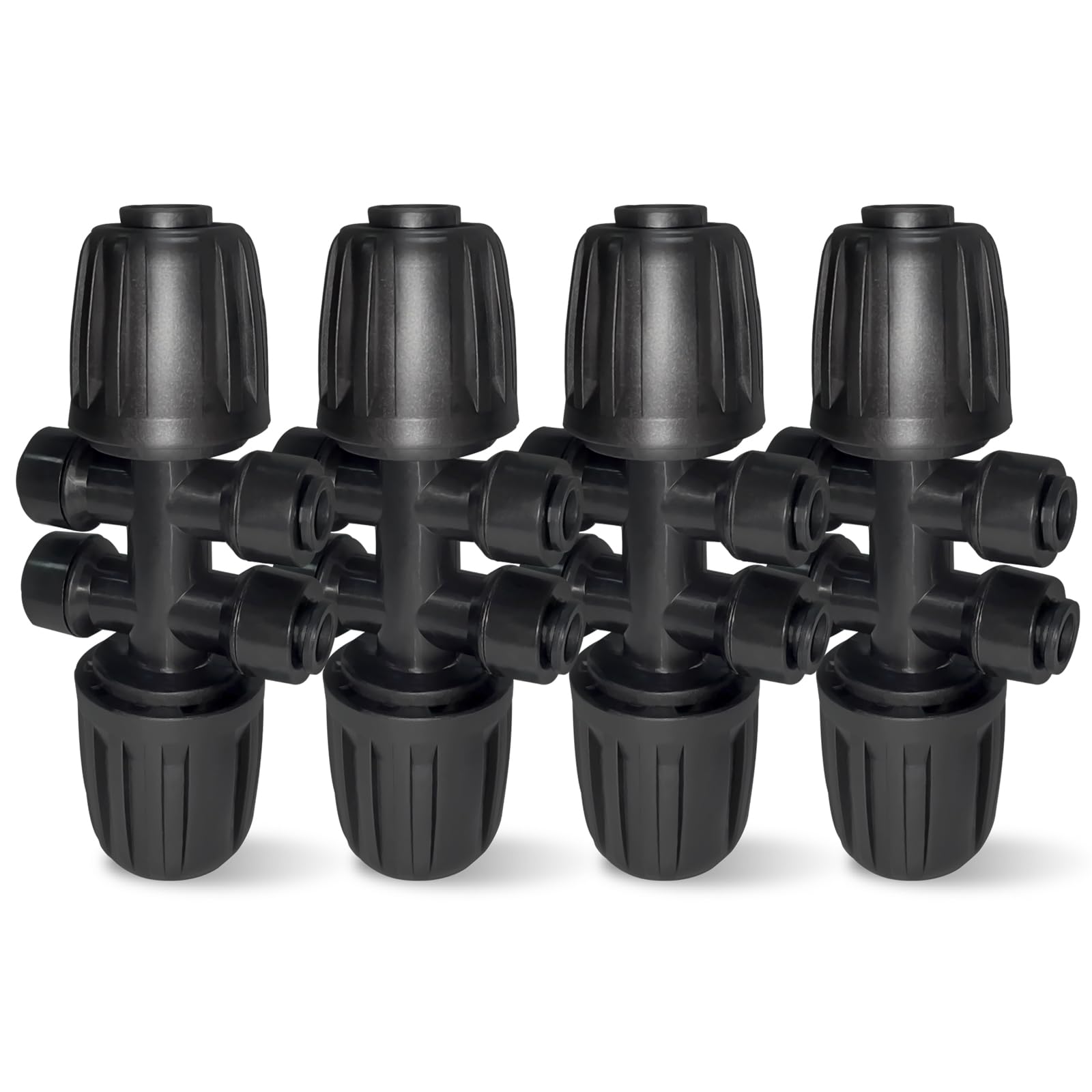 KIWDZFU  4 Pack One Half Inch to One Quarter Inch Push to Fit Drip Irrigation Fittings Six Way Barbed Tee Connectors for Efficient Water